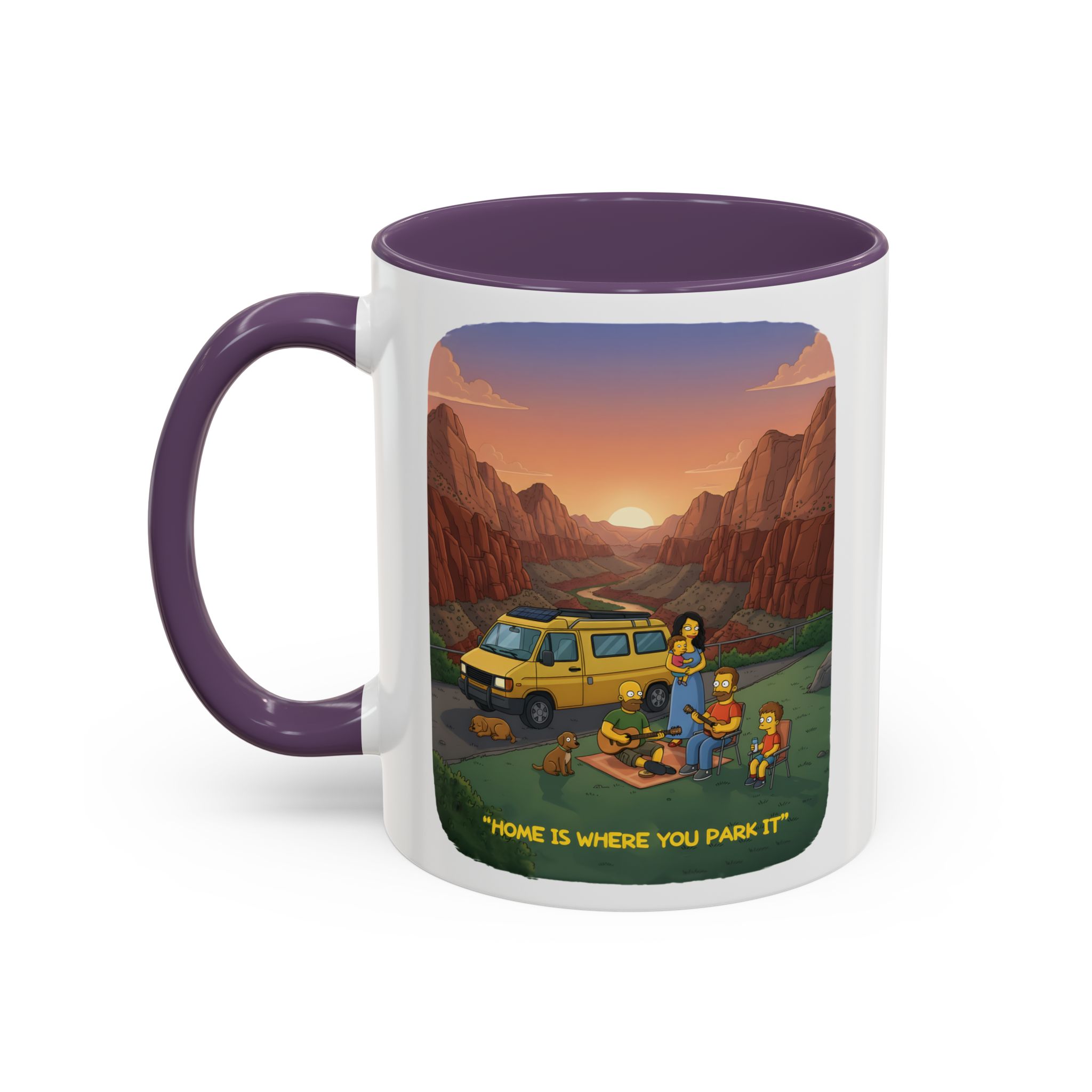 Accent Coffee Mug (11, 15oz) — "Home Is Where You Park It" Design Sitcom-Line