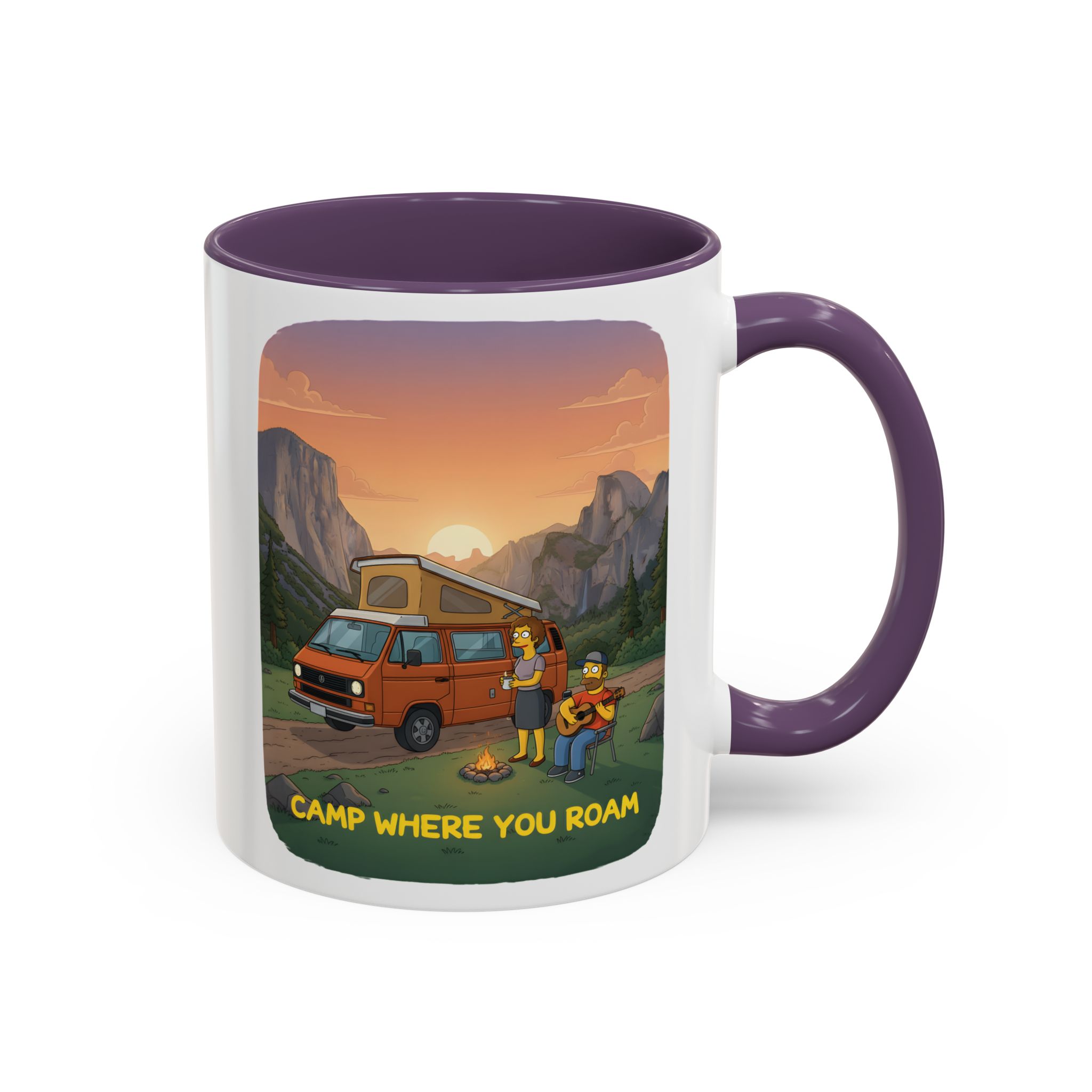 Accent Coffee Mug (11, 15oz) — "Camp Where You Roam" Design Sitcom-Line