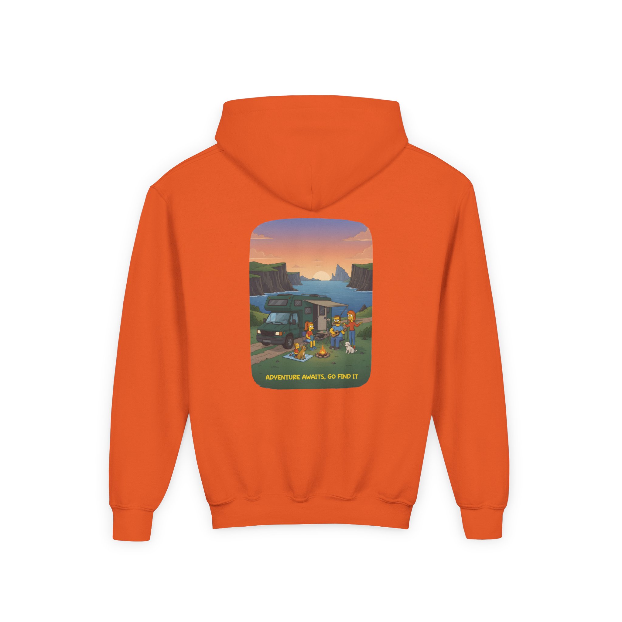 Youth Hoodie(Gildan) – "Adventure Awaits-Go Find It" (Design Sitcom-Line)