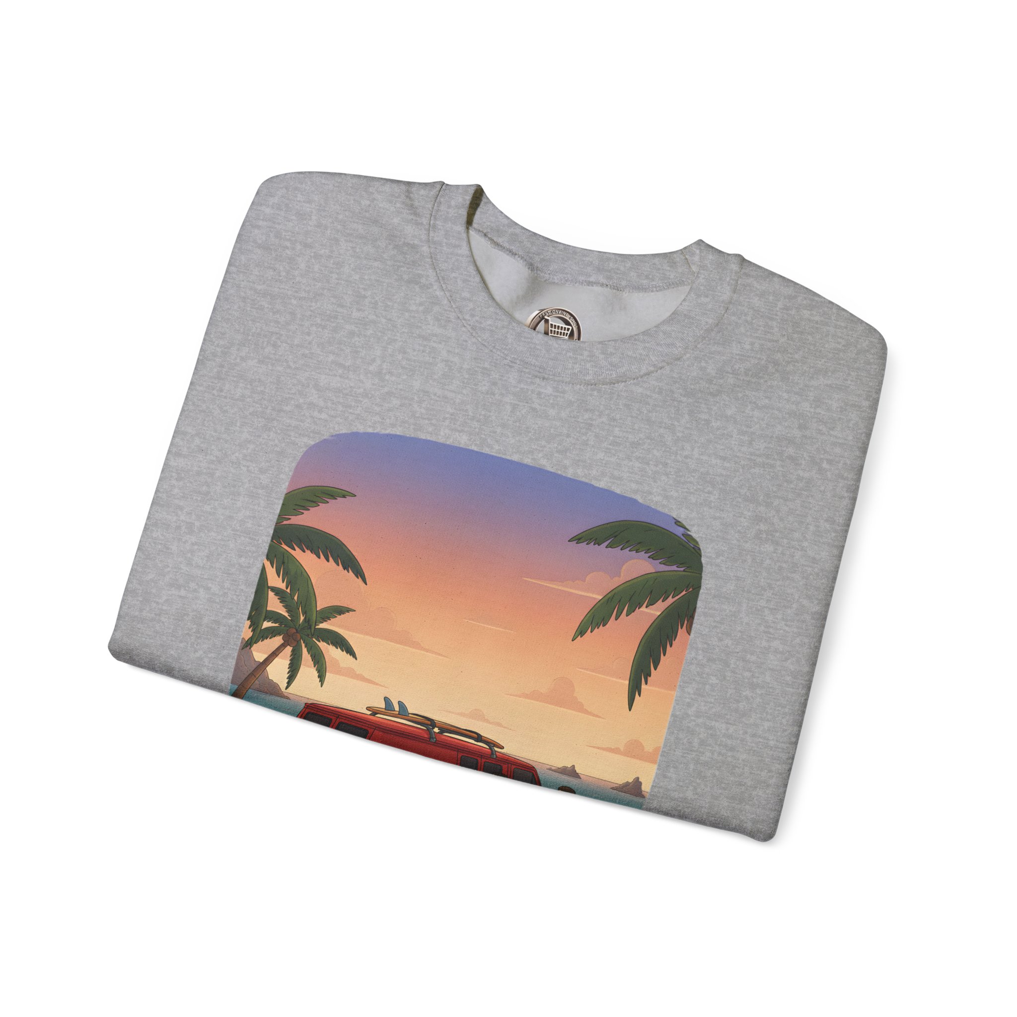 Unisex Heavy Blend™ Crewneck Sweatshirt — "Ocean Air Salty Hair Van Life" Design Sitcom-Line