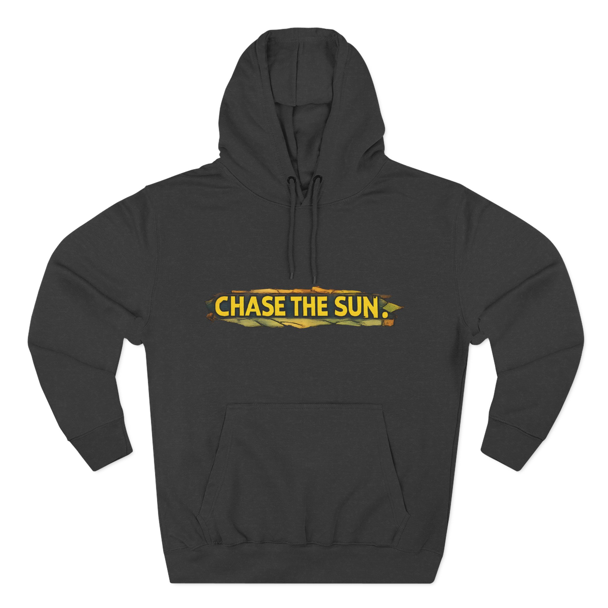Three-Panel Fleece Hoodie - "Chase The Sun" Design Cubic-Line