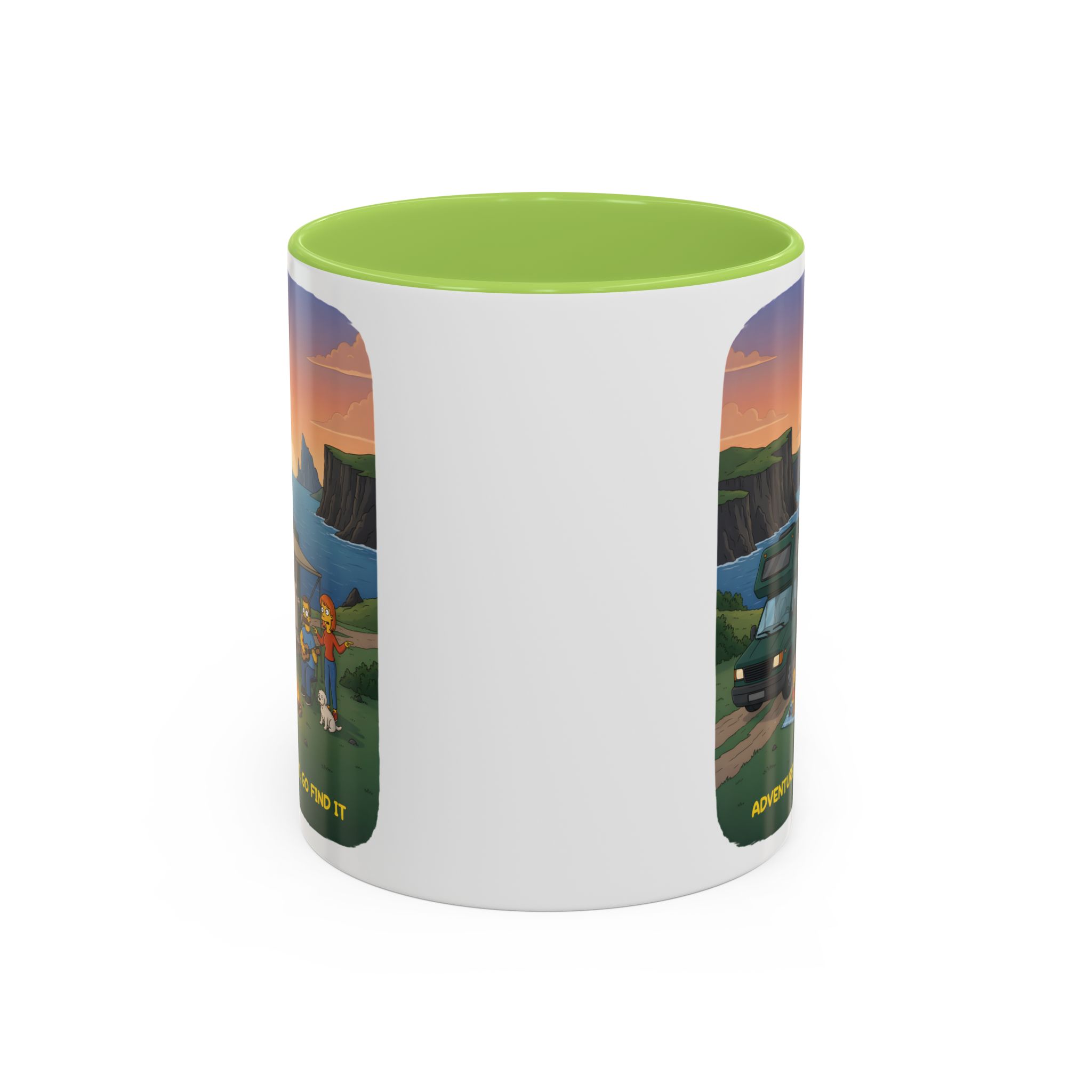 Accent Coffee Mug (11, 15oz) — "Adventure Awaits-Go Find It"" Design Sitcom-Line