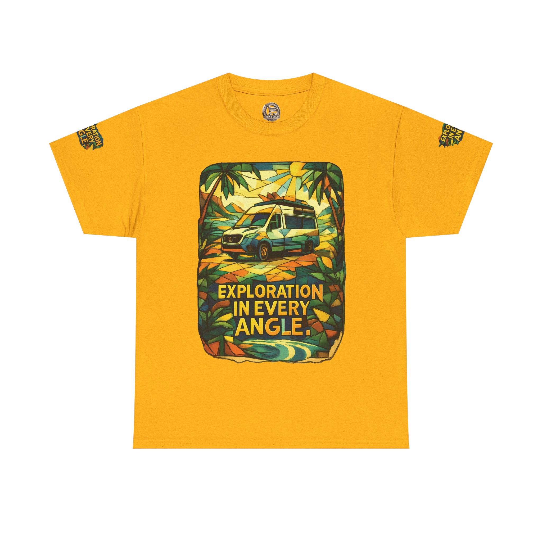Unisex Heavy Cotton Tee — "Exploration In Every Angle" Design Cubic-Line