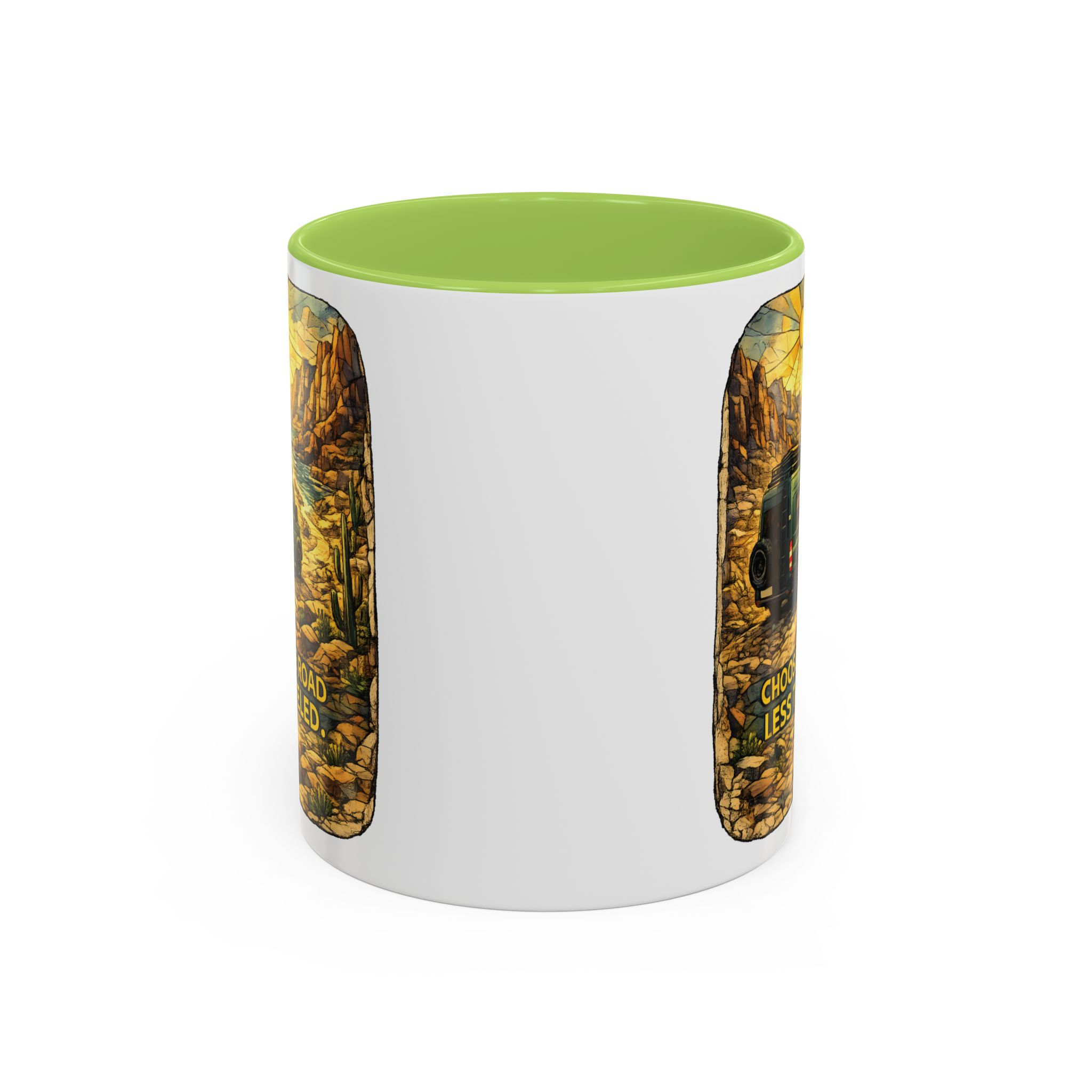 Accent Coffee Mug (11, 15oz) — "Choose The Road Less Traveled" Design Cubic-Line