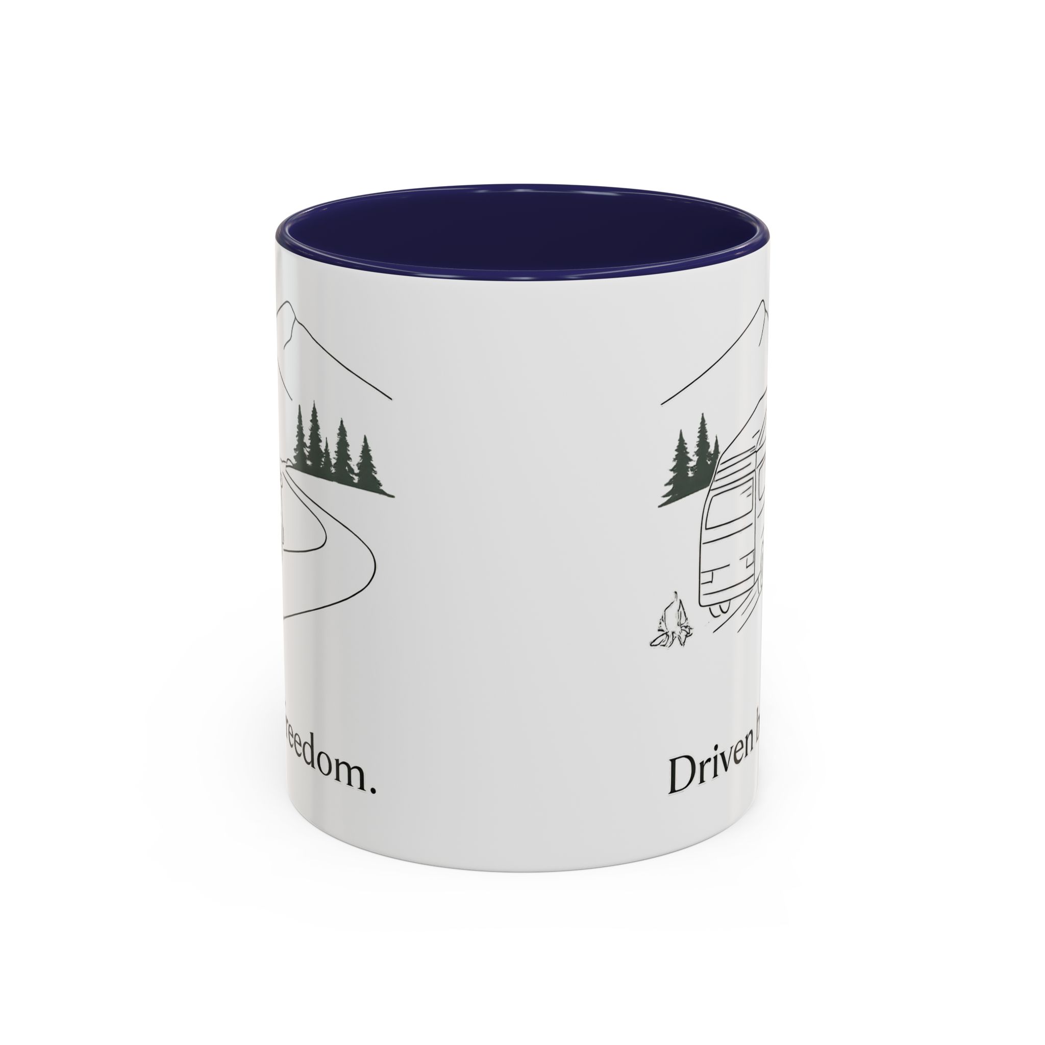 Accent Coffee Mug (11, 15oz) — "Driven By Freedom" Design Minimal-Line