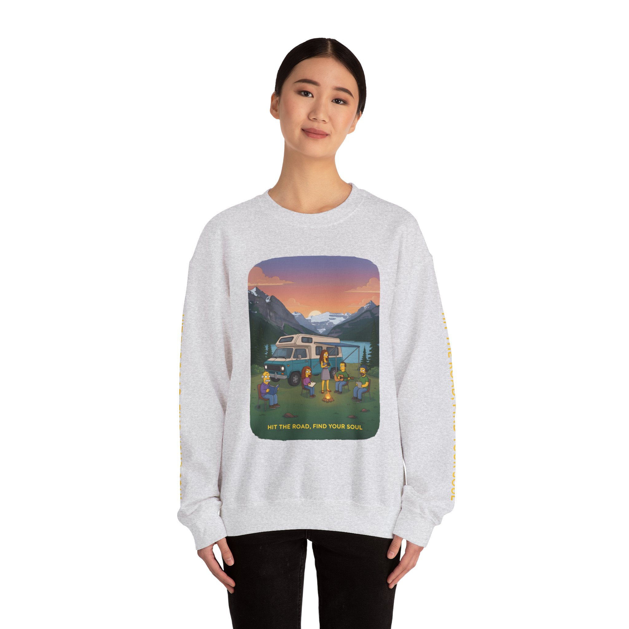 Unisex Heavy Blend™ Crewneck Sweatshirt — "Hit The Road-Find Your Soul" Design Sitcom-Line