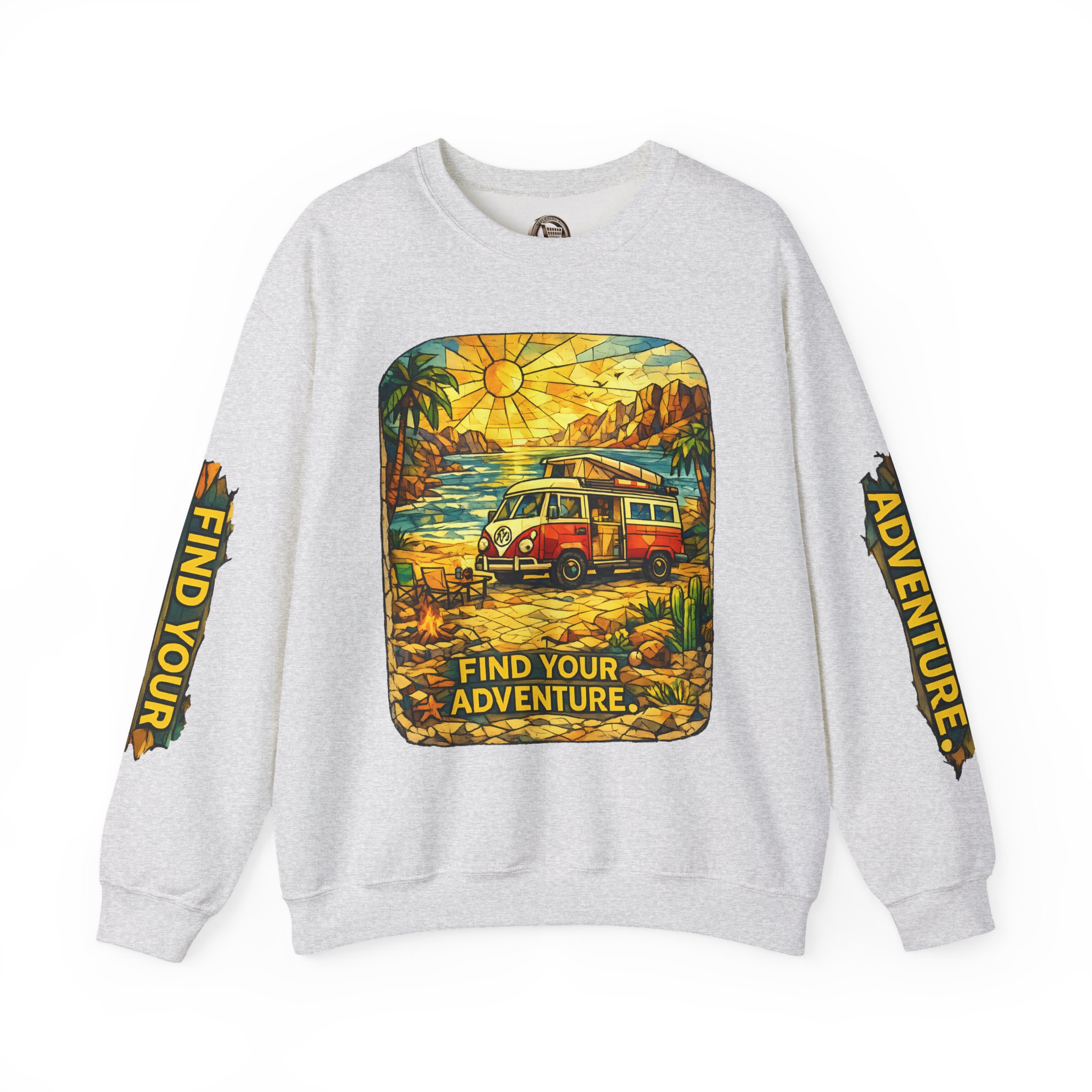 Unisex Heavy Blend™ Crewneck Sweatshirt — "Find Your Adventure" Design Cubic-Line