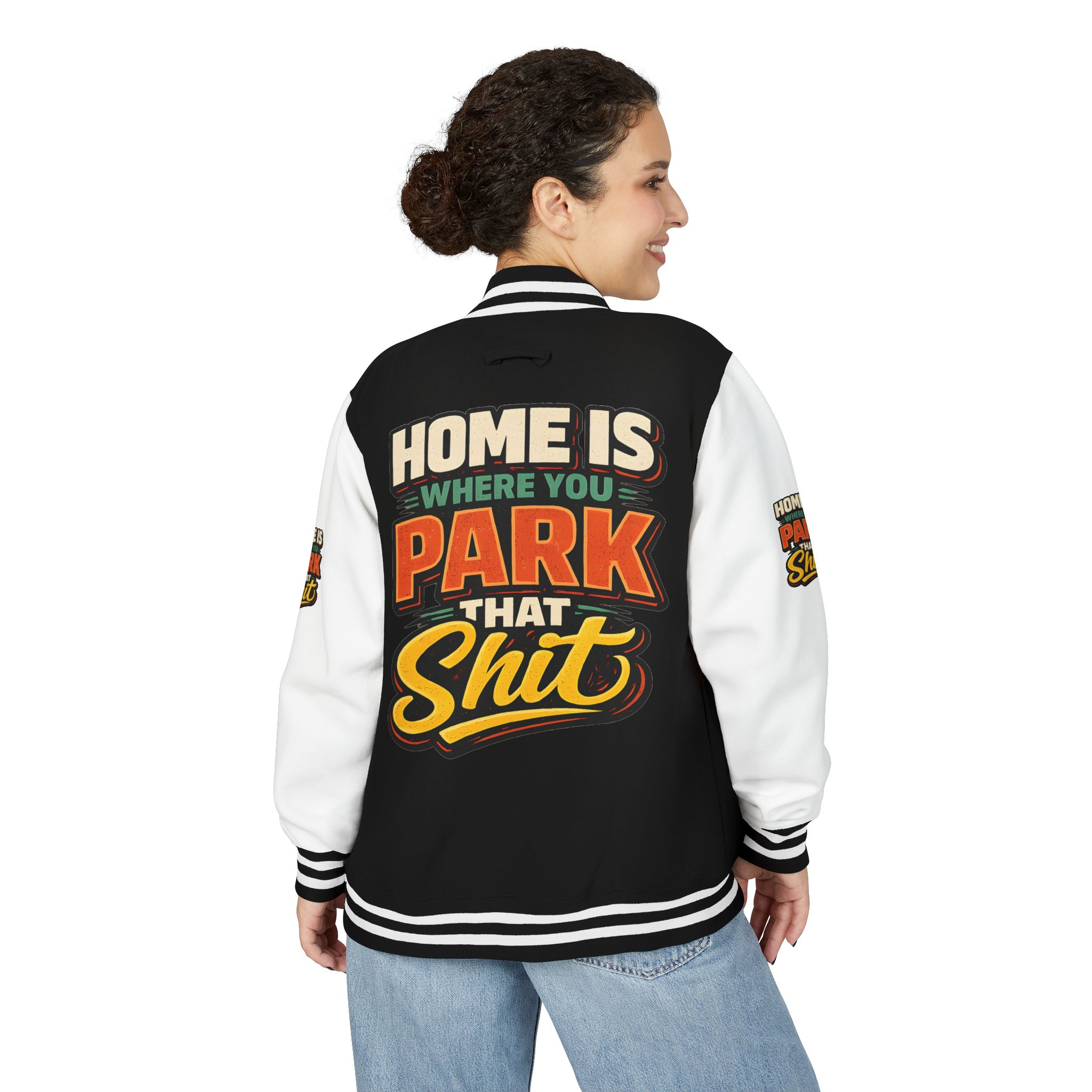 6616019584684667886_2048-2.jpeg Unisex Heavyweight Letterman Jacket — "Home Is Where You Park That Shit" Design F**K-Line