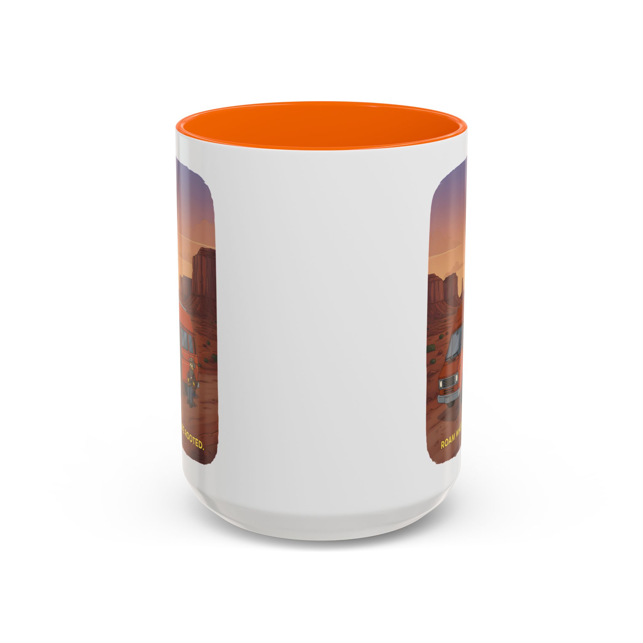 Accent Coffee Mug (11, 15oz) — "Roam Where You Are Rooted" Design Sitcom-Line