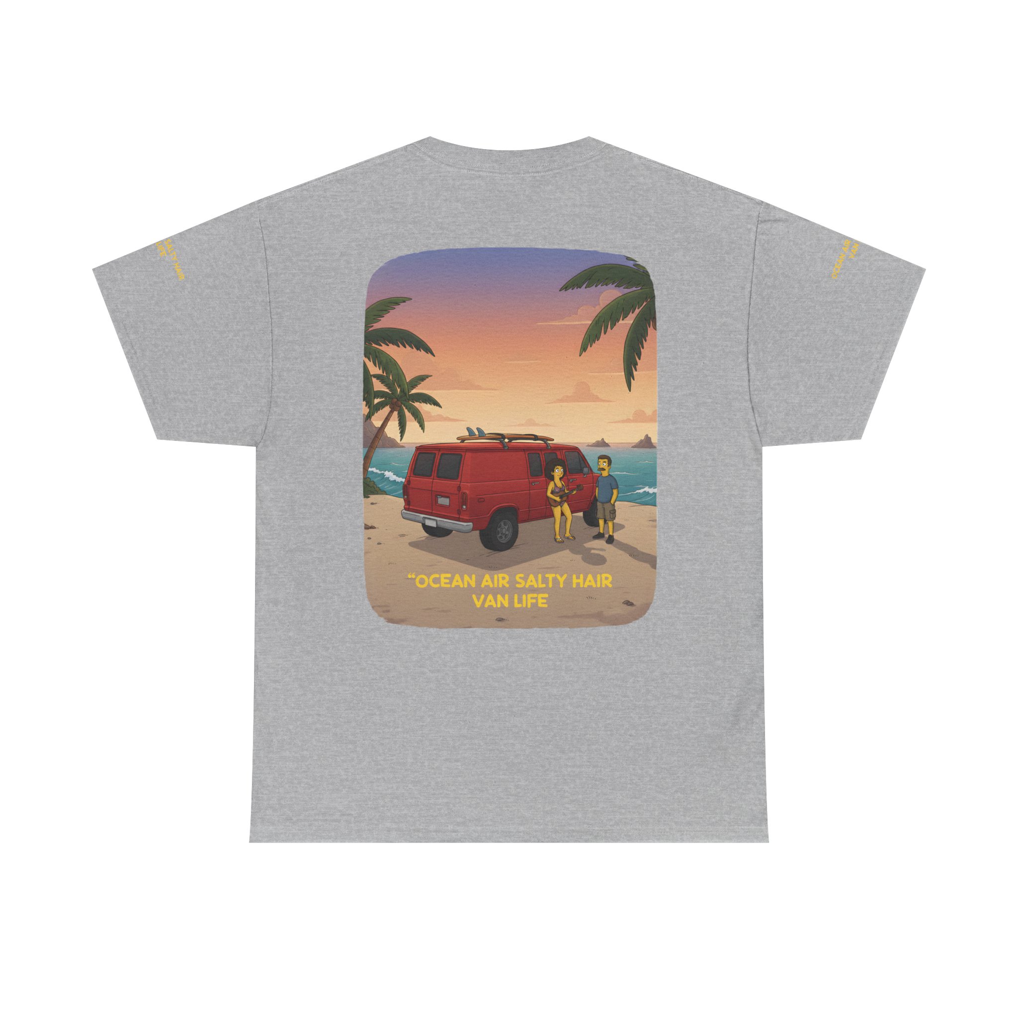 Unisex Heavy Cotton Tee — "Ocean Air Salty Hair Van Life" Design Sitcom-Line