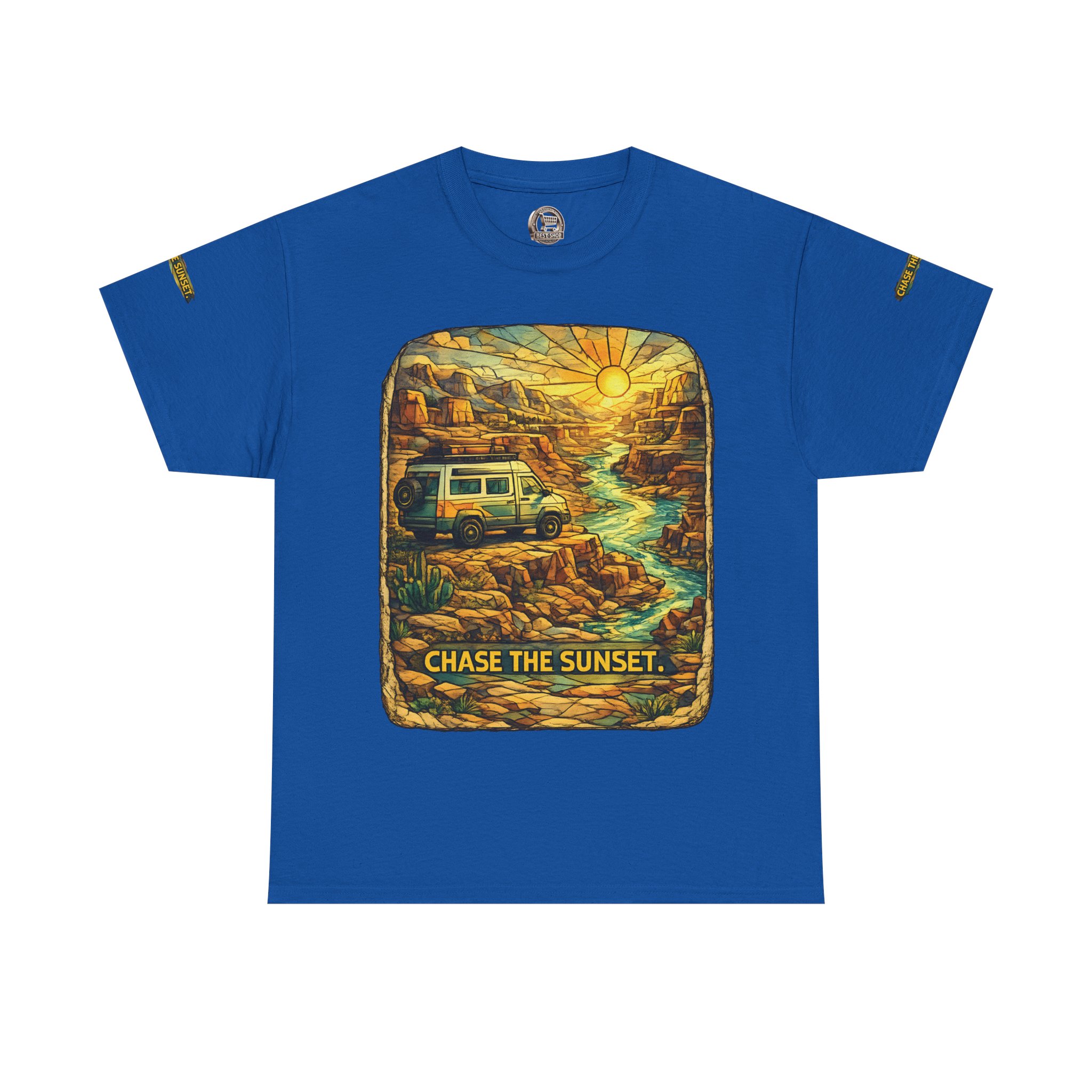 6621180411861532543_2048.jpeg Unisex Heavy Cotton Tee — "Chase The Sunset" Design Cubic-Line