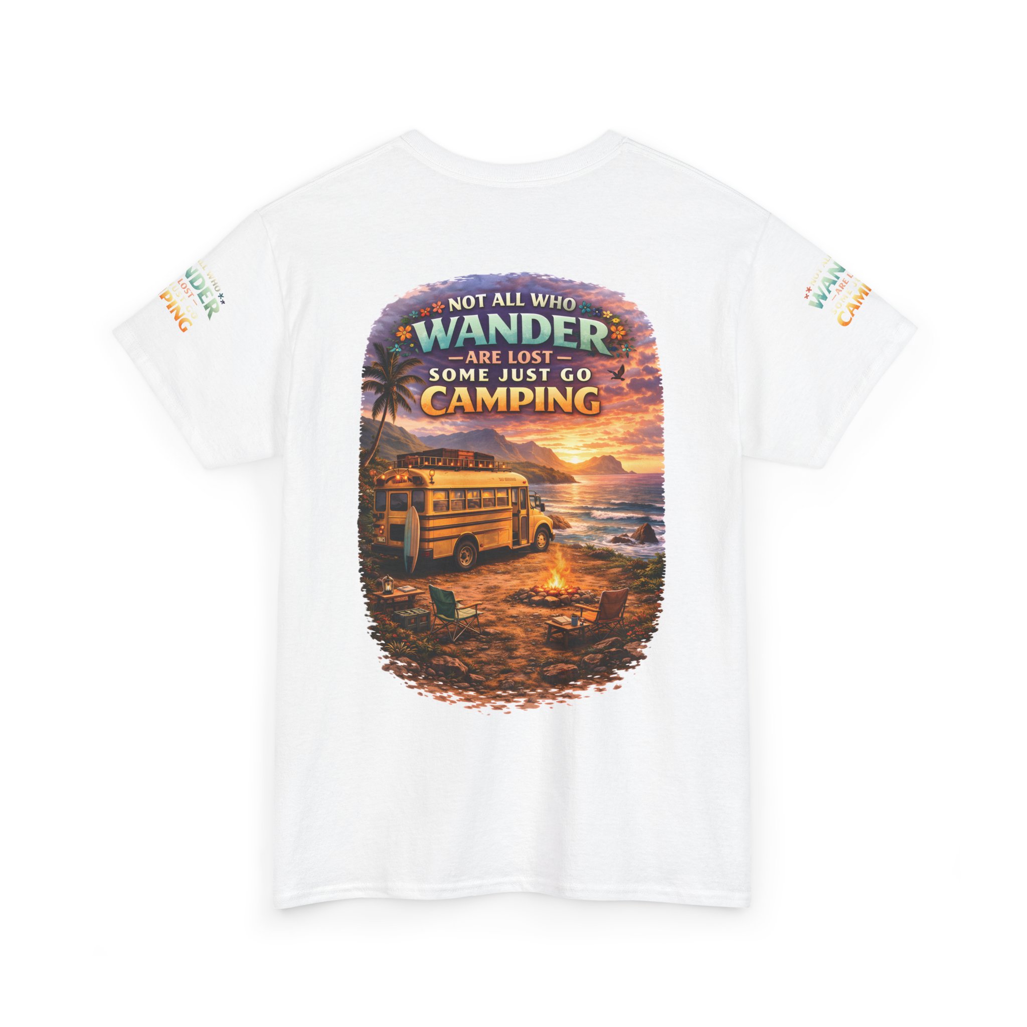 Unisex Heavy Cotton Tee — "Not All Who Wander Are Lost" Design Scenic-Line