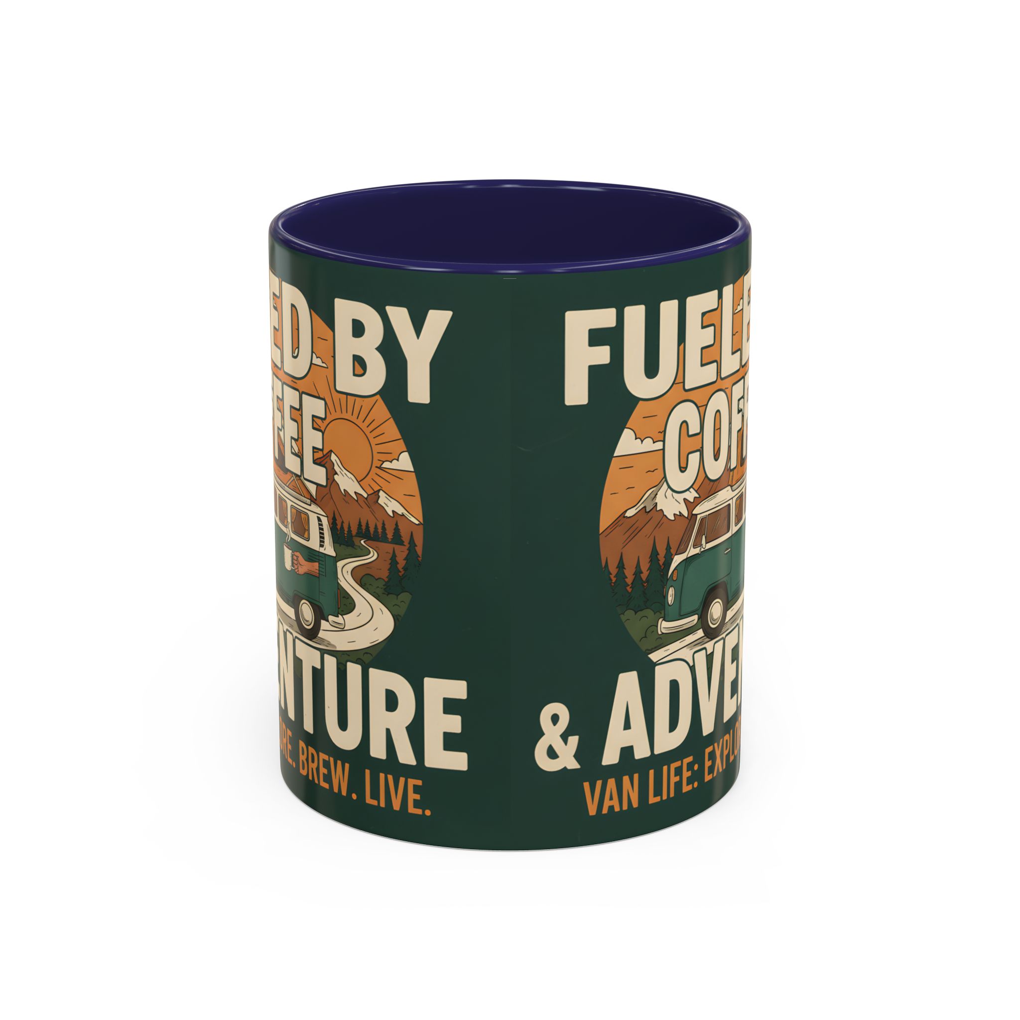 Accent Coffee Mug (11, 15oz) — "Fueled by Coffee & Adventure"
