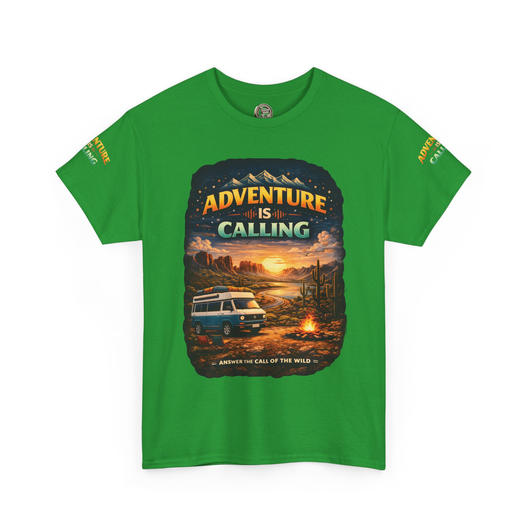 Unisex Heavy Cotton Tee — "Adventure Is Calling" Design Scenic-Line