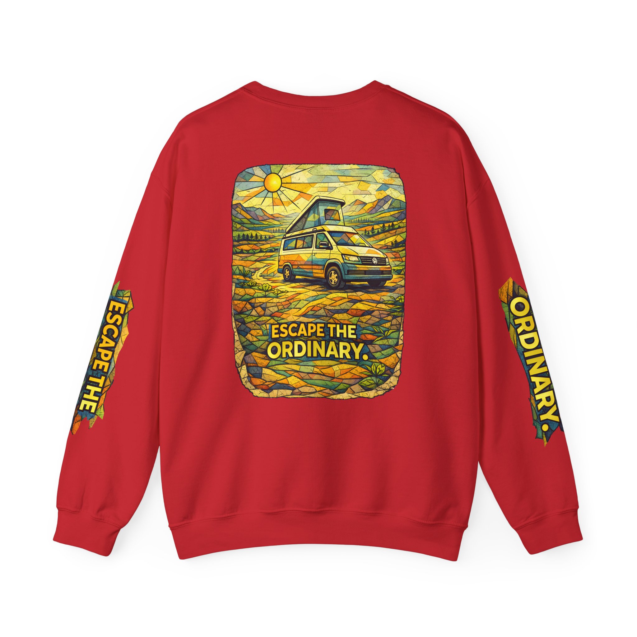 Unisex Heavy Blend™ Crewneck Sweatshirt — "Escape The Ordinary" Design Cubic-Line