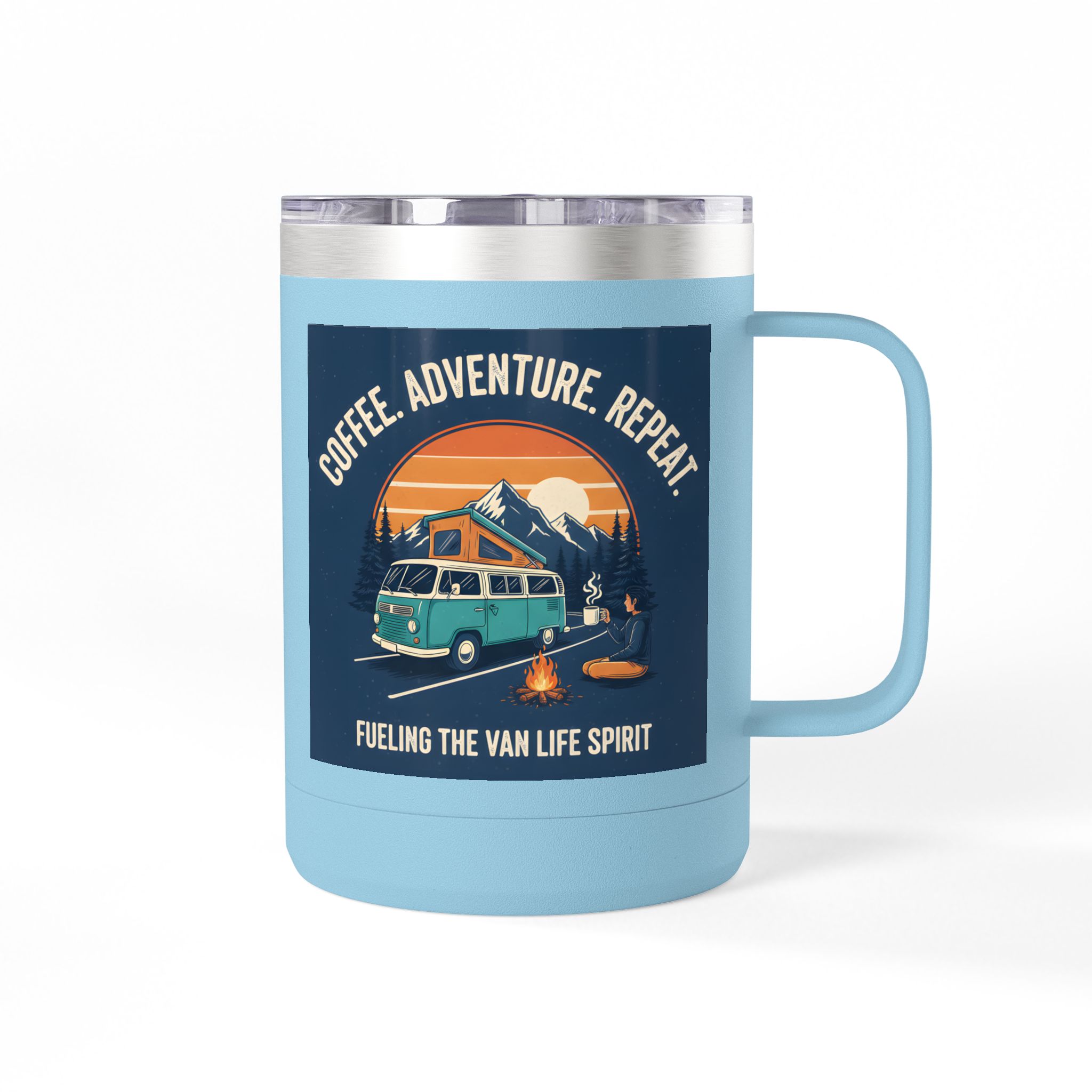 Coffee Mug Tumbler, 15oz — “Coffee. Adventure. Repeat.”