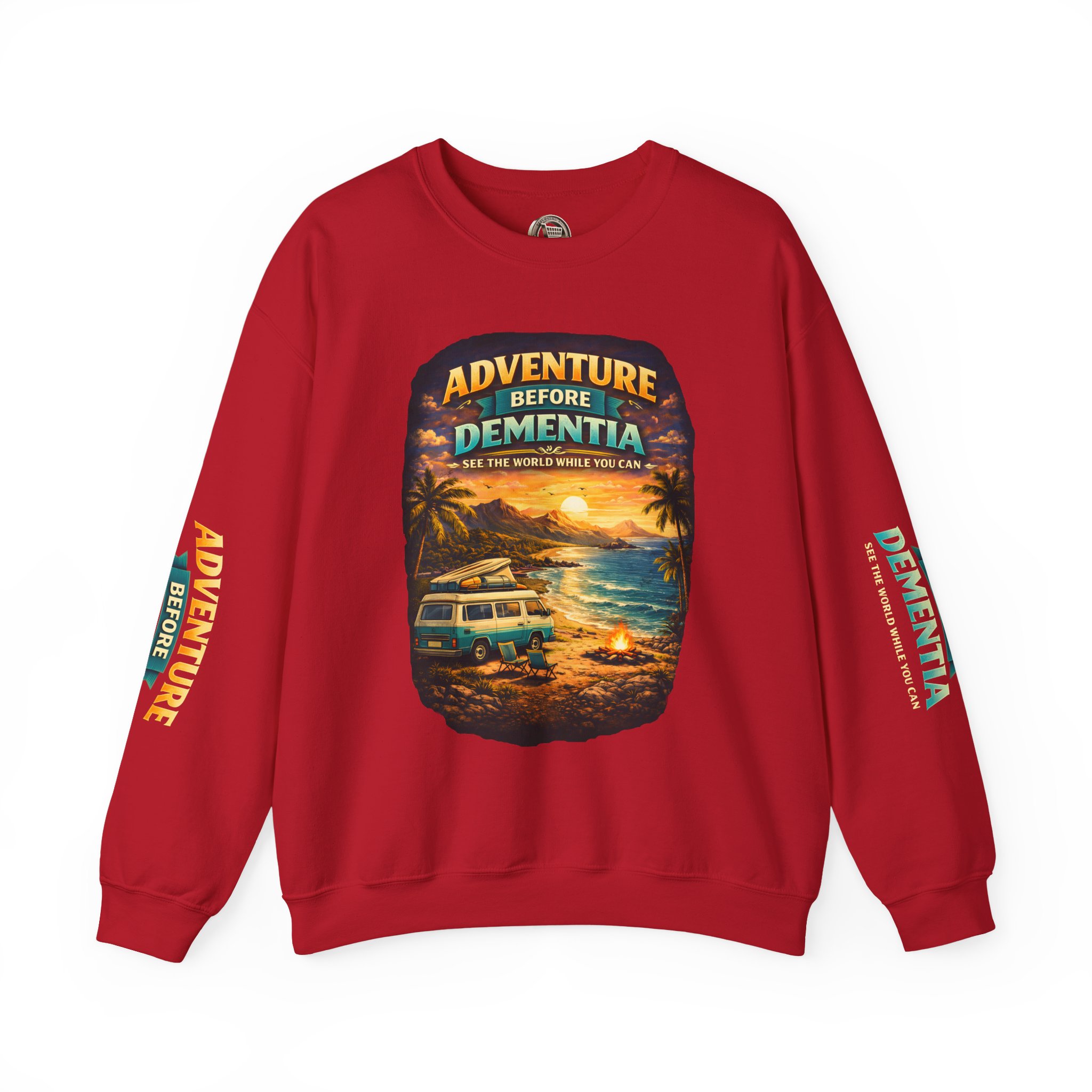 Unisex Heavy Blend™ Crewneck Sweatshirt — "Adventure Before Dementia" Design Scenic-Line