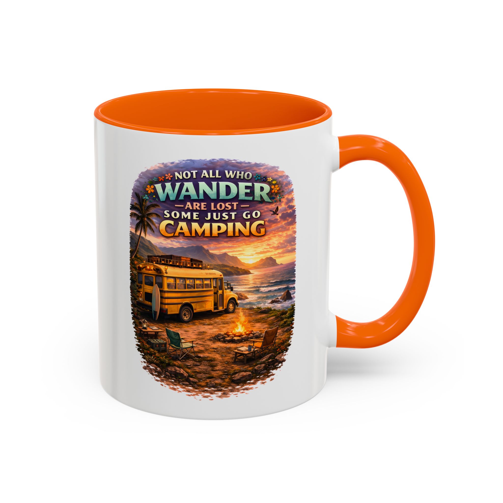 Accent Coffee Mug (11, 15oz) — "Not All Who Wander Are Lost" Design Scenic-Line