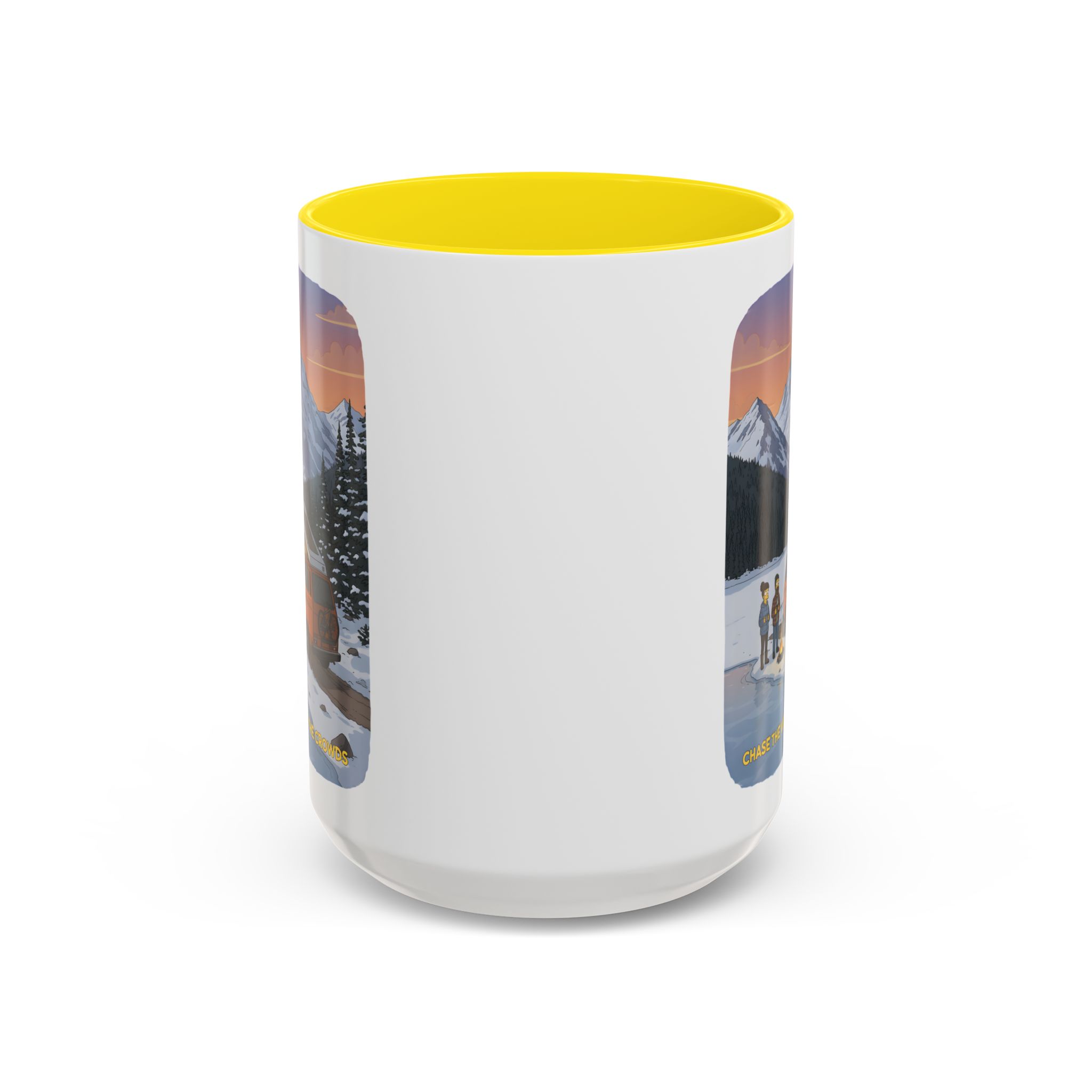 Accent Coffee Mug (11, 15oz) — "Chase The Views-Not The Crowds"" Design Sitcom-Line