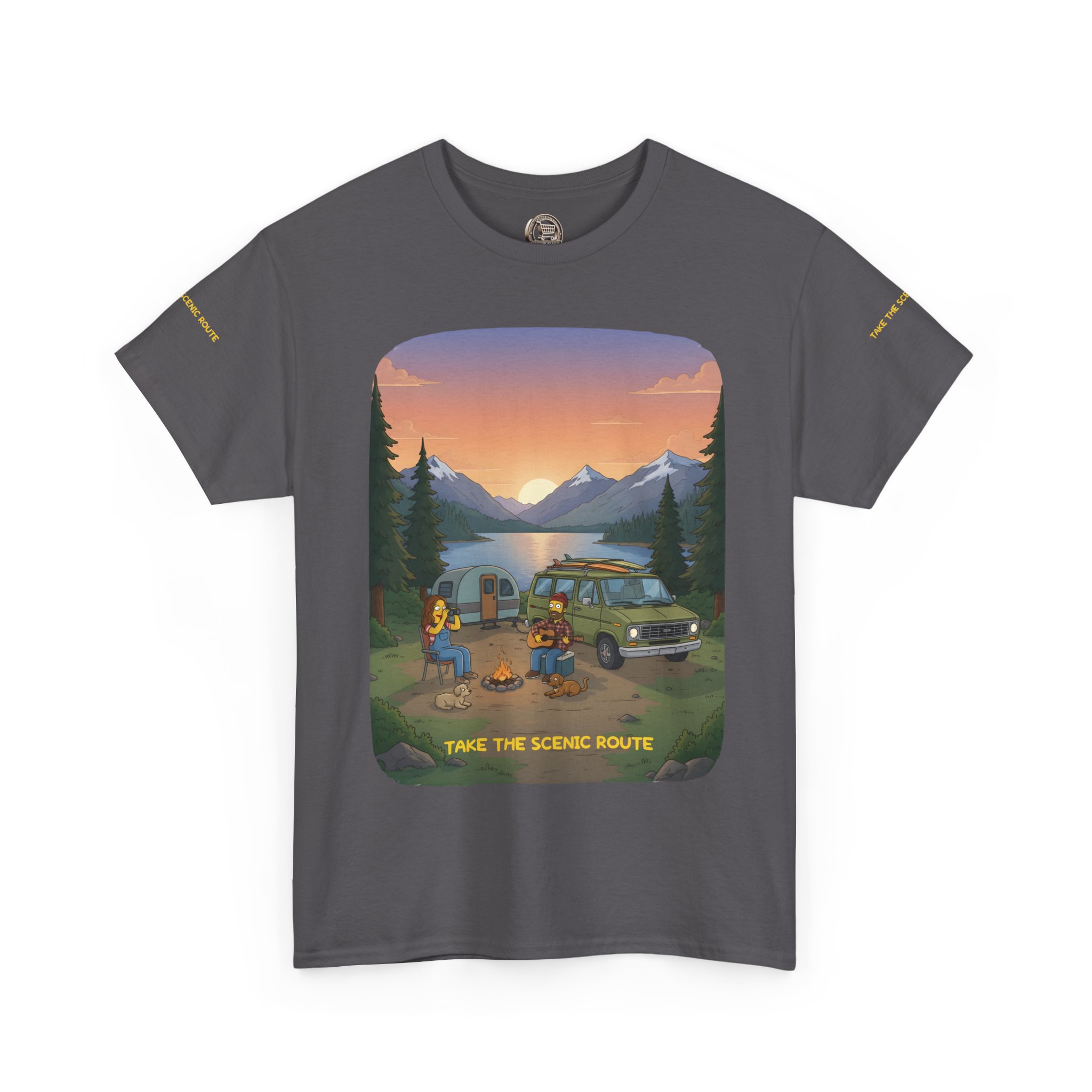 Unisex Heavy Cotton Tee — "Take The Scenic Route" Design Sitcom-Line