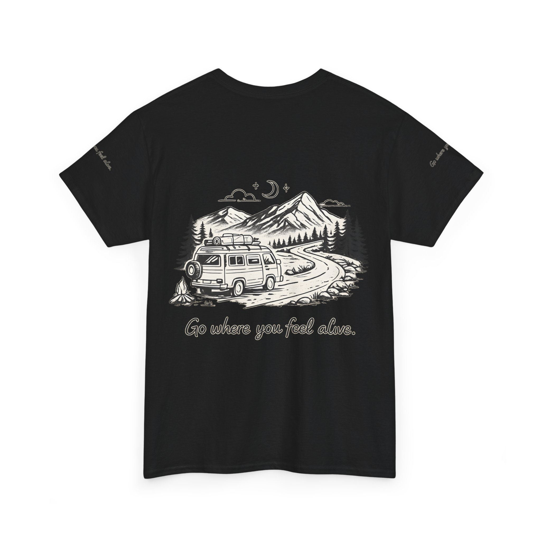 Unisex Heavy Cotton Tee — "Go Where You Feel Alive" Design Minimal-Line
