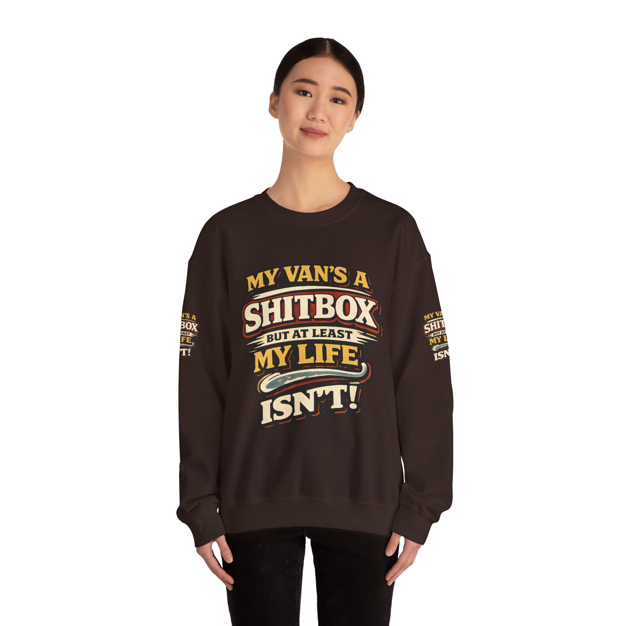 6657956395585154108_2048.jpeg Unisex Heavy Blend™ Crewneck Sweatshirt — "My Van`s A Shitbox" Design F**K-Line