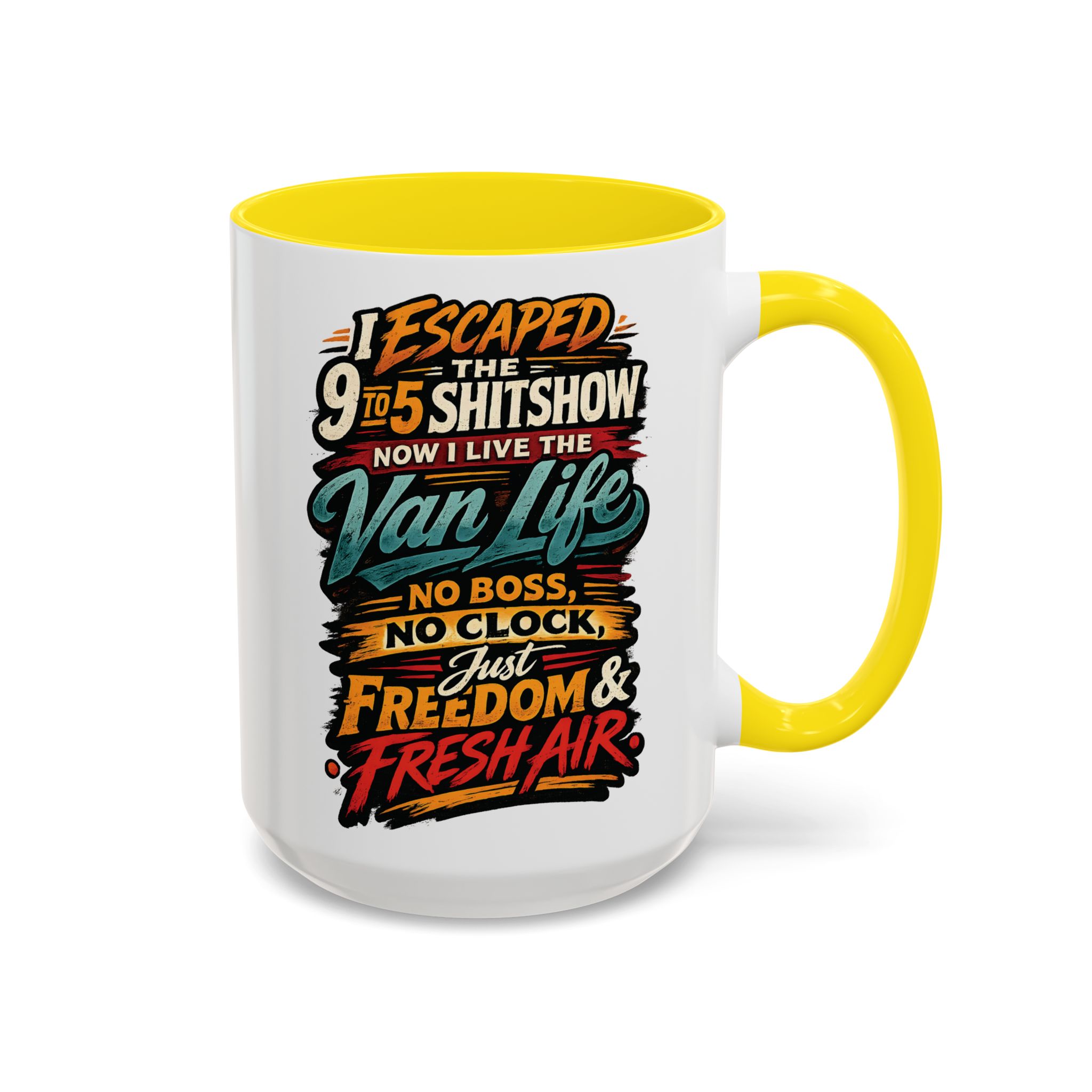 666094599126556507_2048.jpeg Accent Coffee Mug (11, 15oz) — "I Escaped The 9 To 5" Design F**K-Line