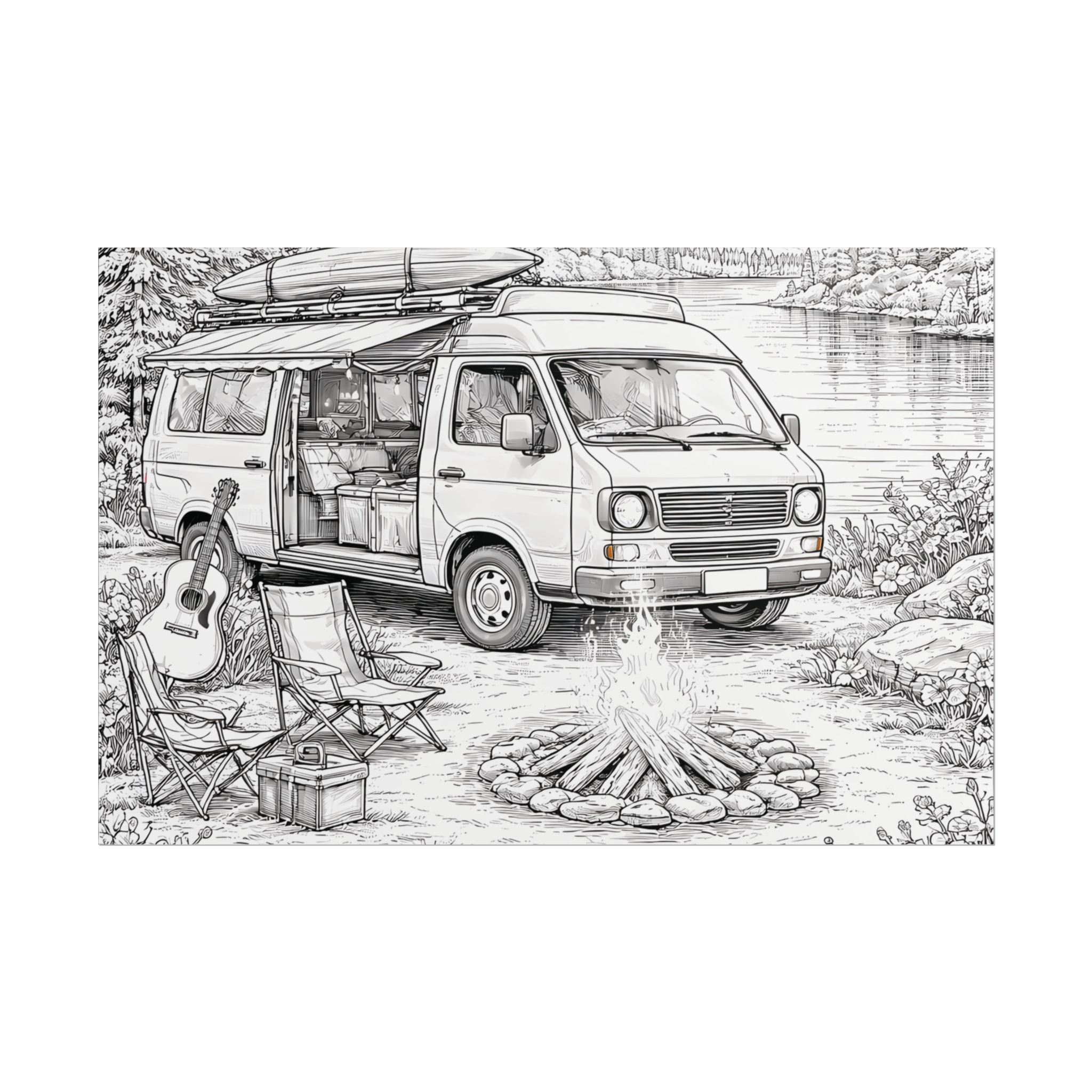 Campervan Poster — Vintage RV Camping Landscape Wall Art