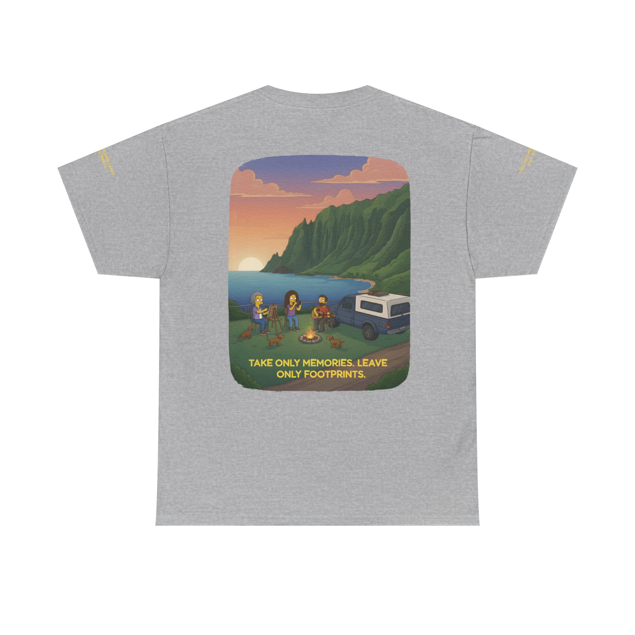 Unisex Heavy Cotton Tee — "Take Only Memories-Leave Only Footprints" Design Sitcom-Line