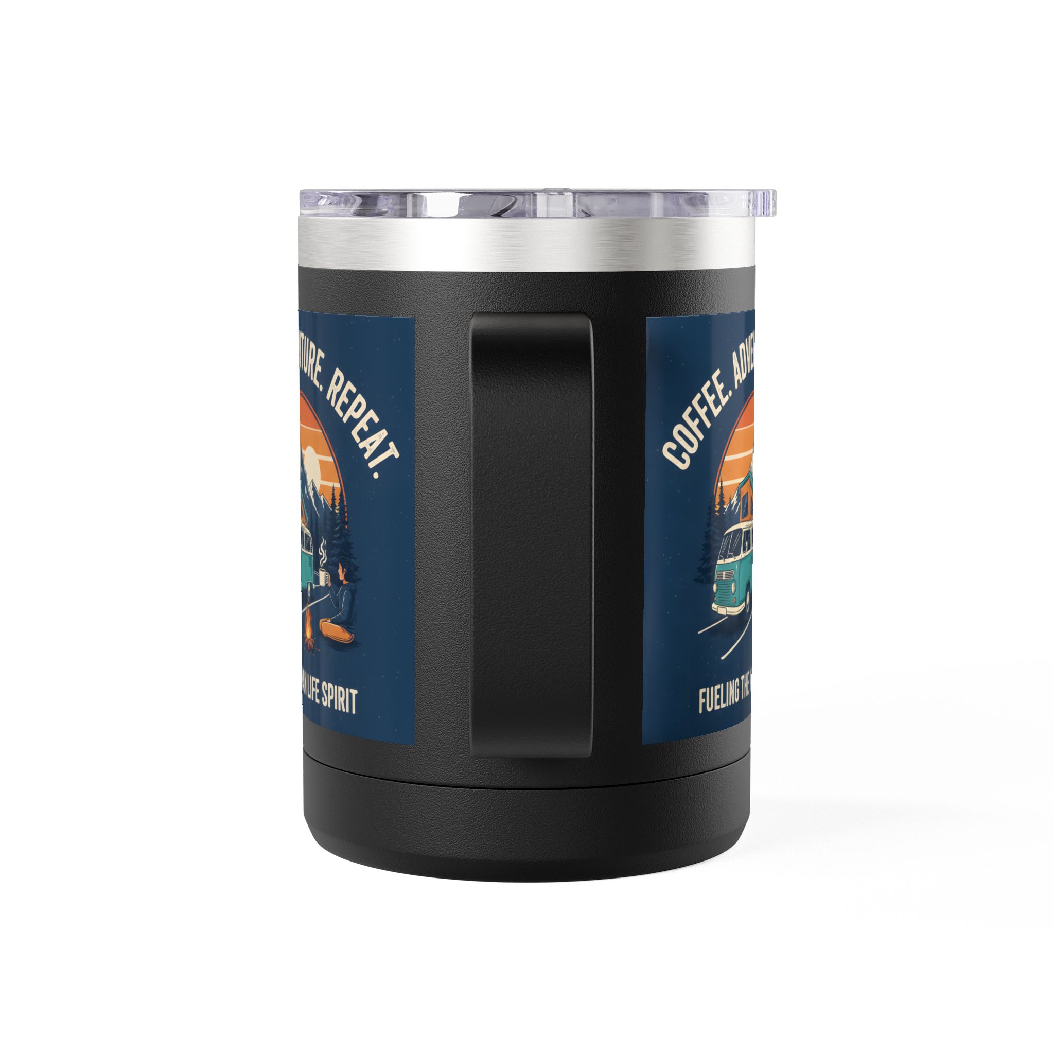 Coffee Mug Tumbler, 15oz — “Coffee. Adventure. Repeat.”