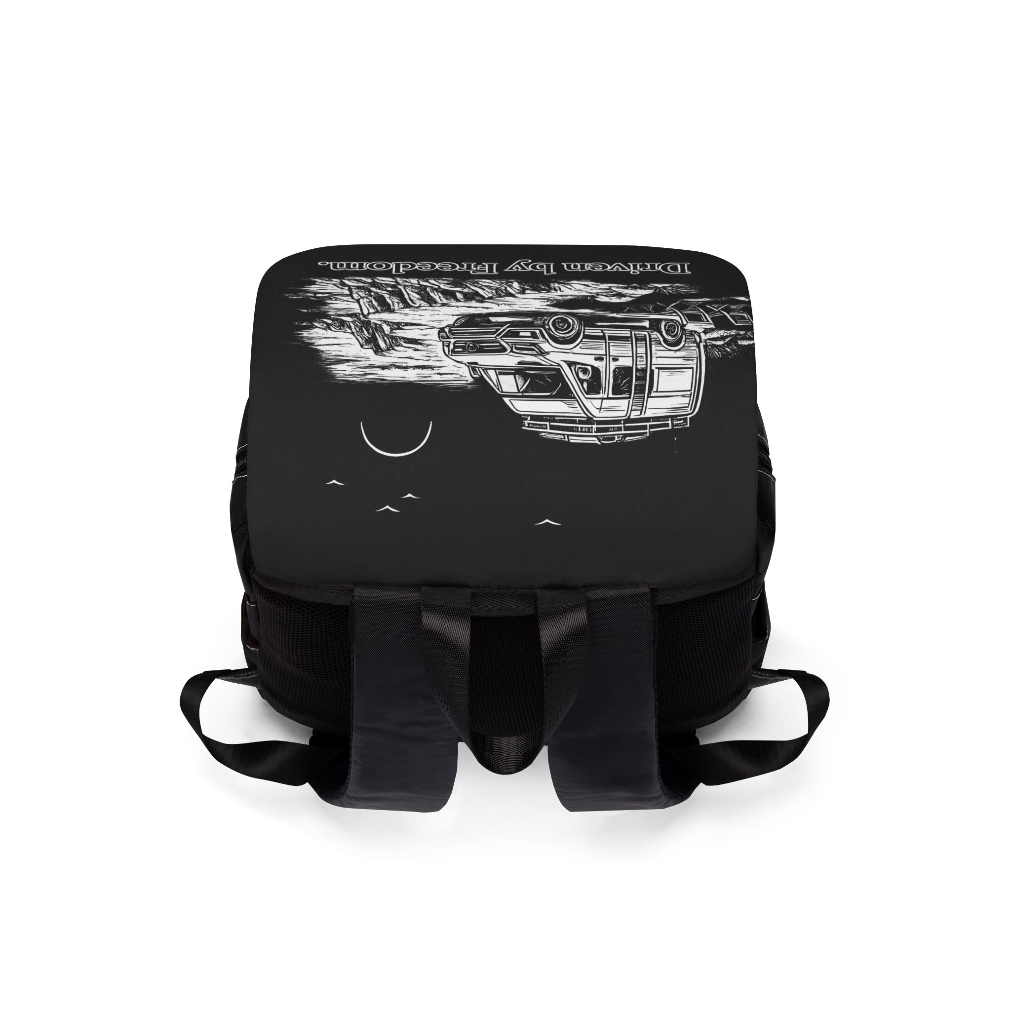 Unisex Casual Shoulder Backpack — "Driven By freedom" Design Minimal-Line