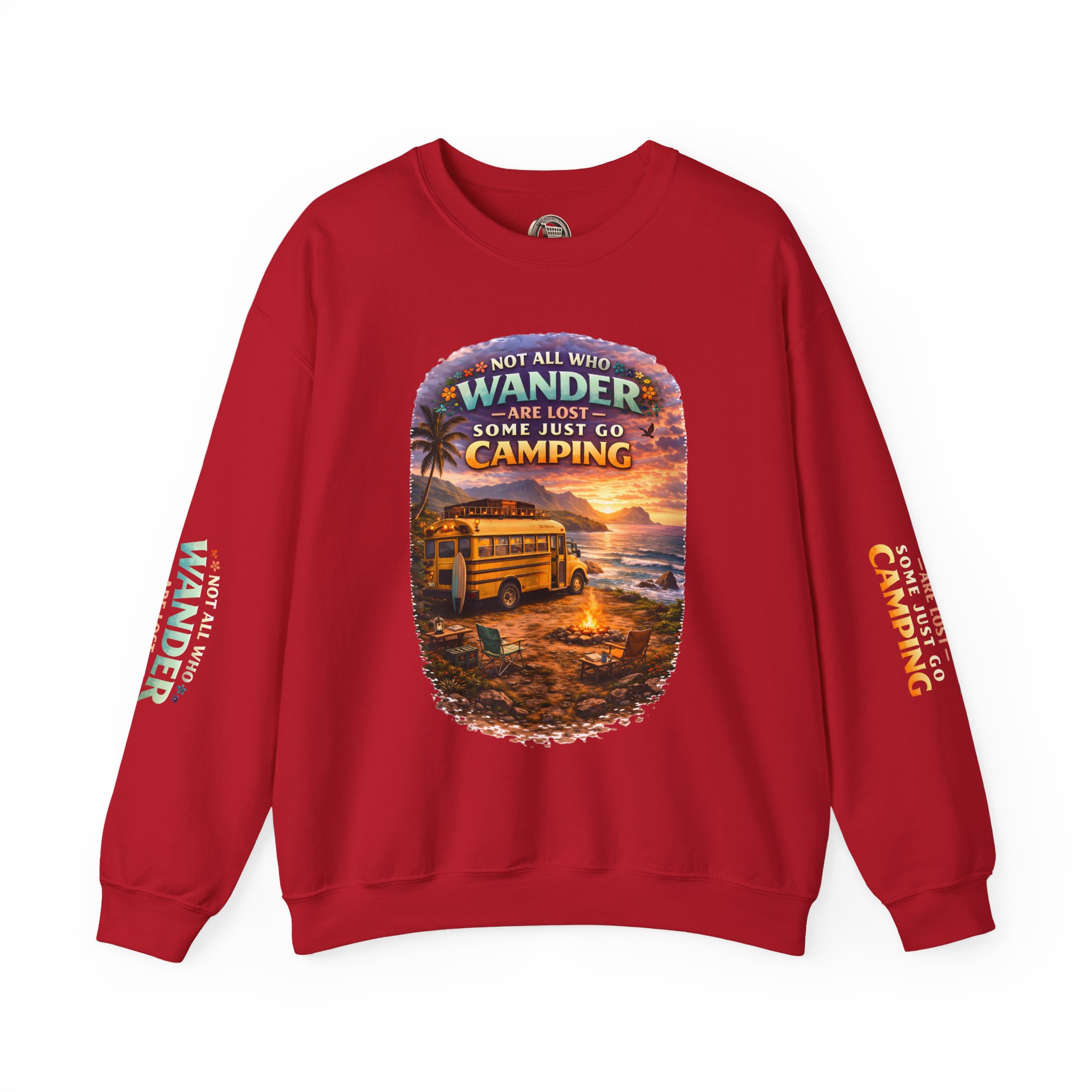 Unisex Heavy Blend™ Crewneck Sweatshirt — "Not All Who Wander Are Lost" Design Scenic-Line