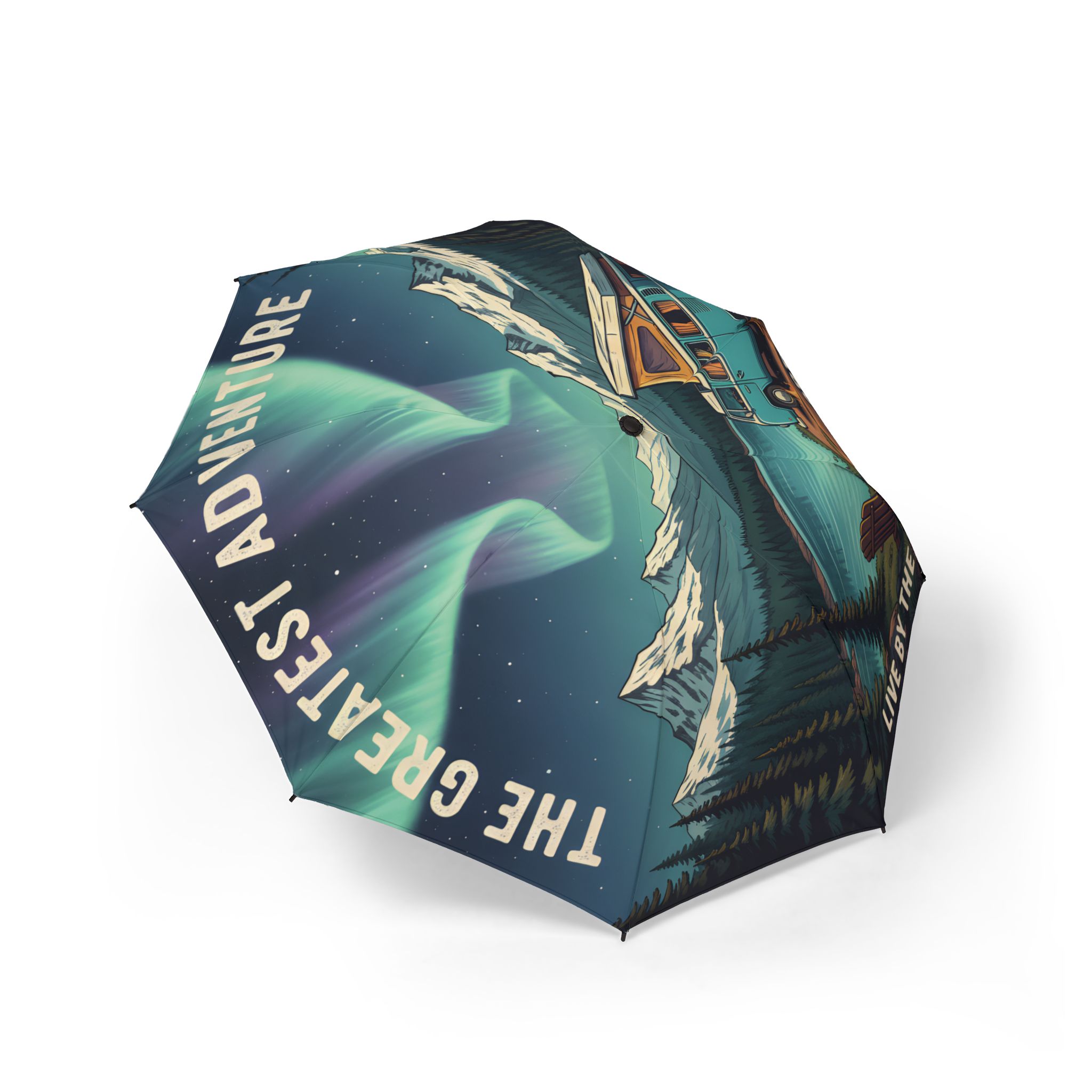 Semi-Automatic Foldable Umbrella — "The Greatest Andventure" Vintage Adventure Print