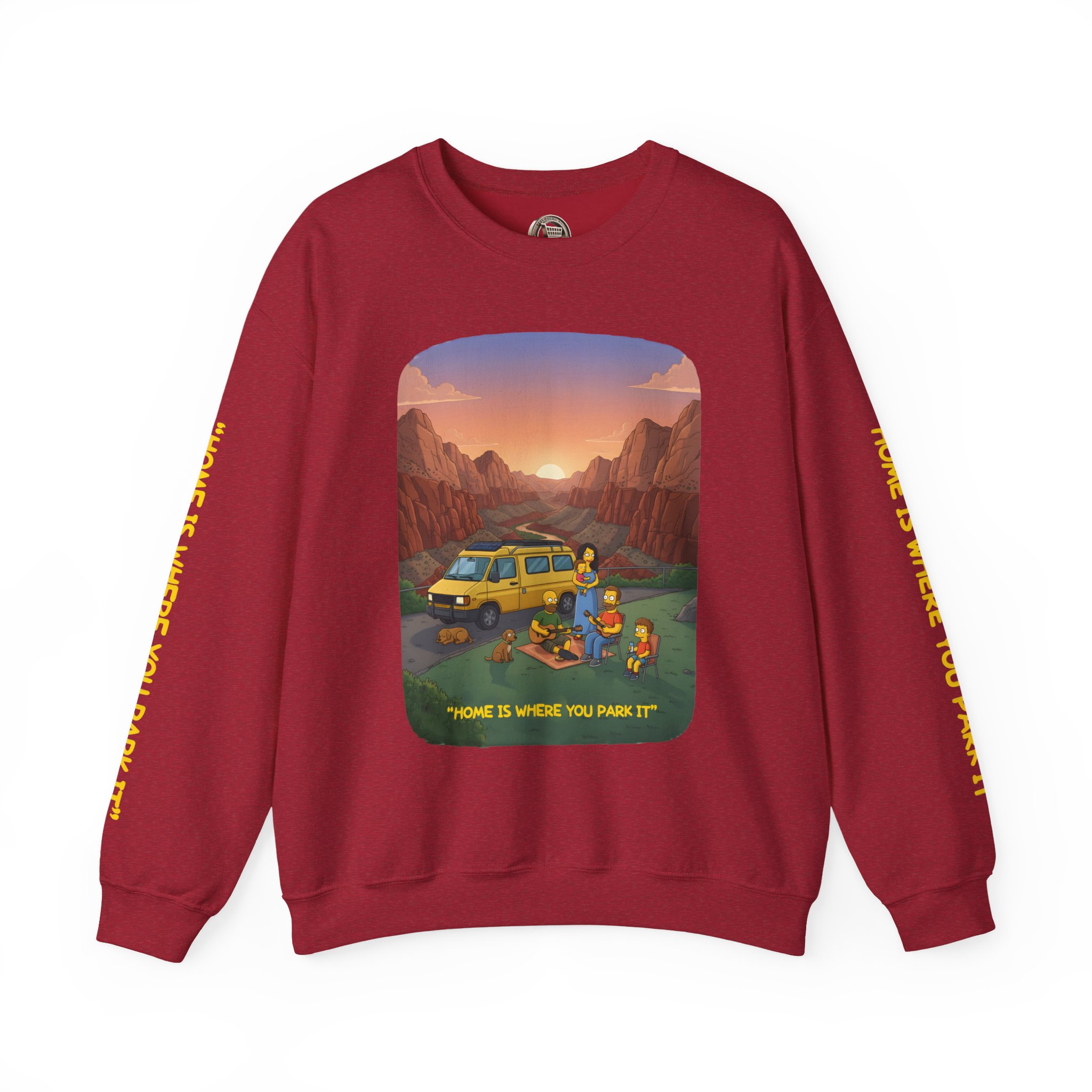 Unisex Heavy Blend™ Crewneck Sweatshirt — "Home Is Where You Park It" Design Sitcom-Line