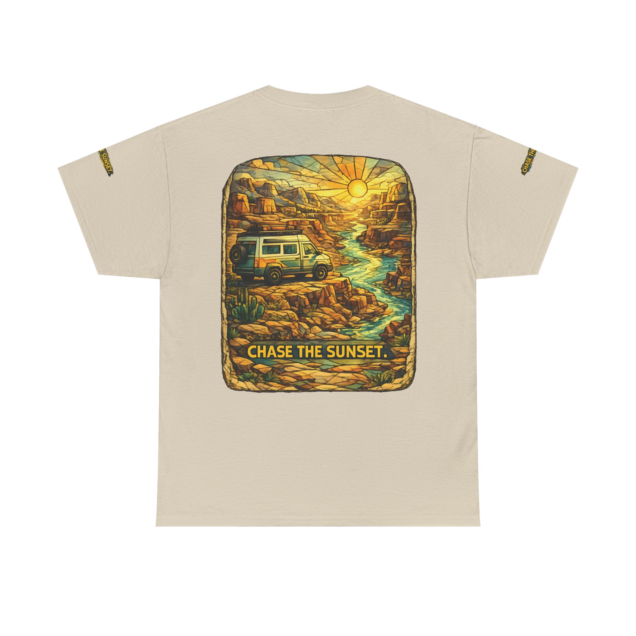 6700556440482964946_2048.jpeg Unisex Heavy Cotton Tee — "Chase The Sunset" Design Cubic-Line