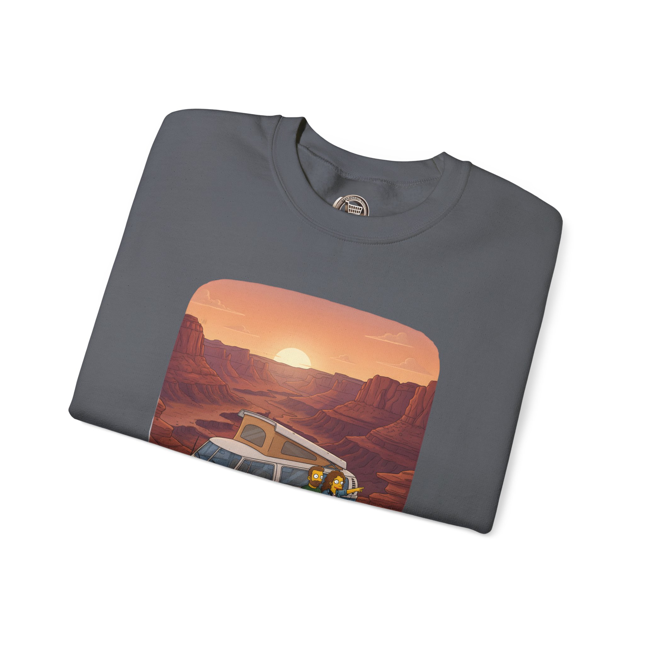 Unisex Heavy Blend™ Crewneck Sweatshirt — "Chasing Sunsets And Dusty Trails" Design Sitcom-Line