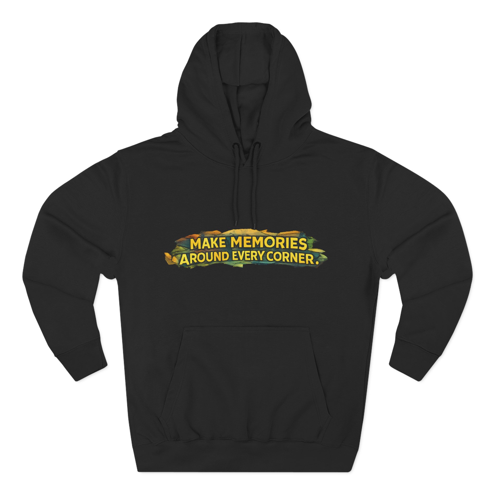 Three-Panel Fleece Hoodie - "Make Memories Around Every Corner" Design Cubic-Line