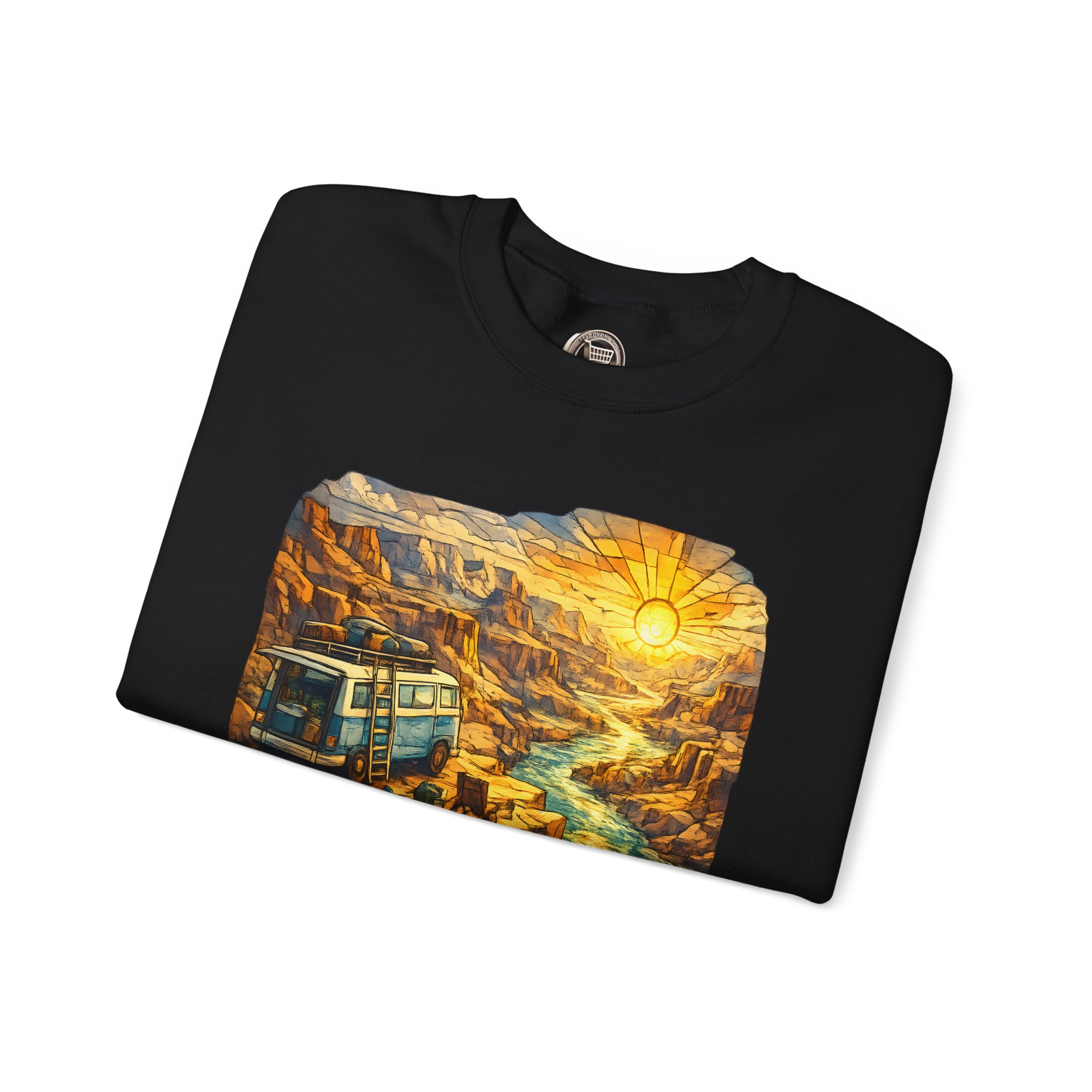 6710866309560474969_2048.jpeg Unisex Heavy Blend™ Crewneck Sweatshirt — "Chase The Sun And Follow The Wind" Design Cubic-Line