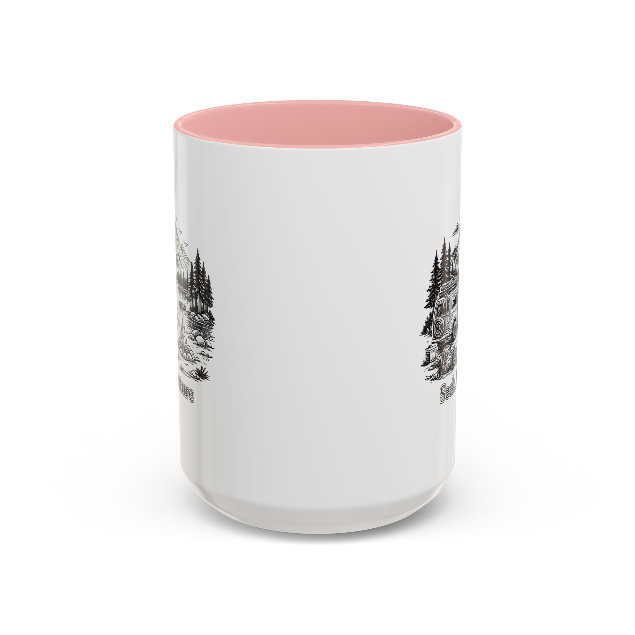 Accent Coffee Mug (11, 15oz) — "Seek Adventure" Design Minimal-Line