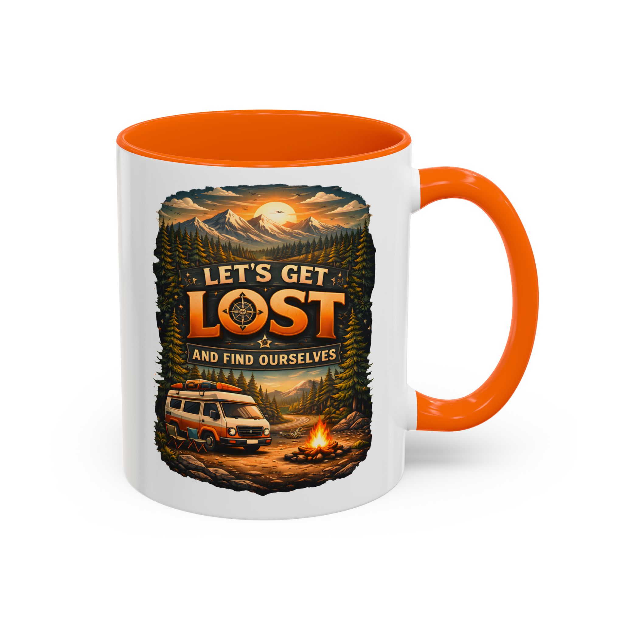 Accent Coffee Mug (11, 15oz) — "Let´s Get Lost And Find Ourselfs" Design Scenic-Line
