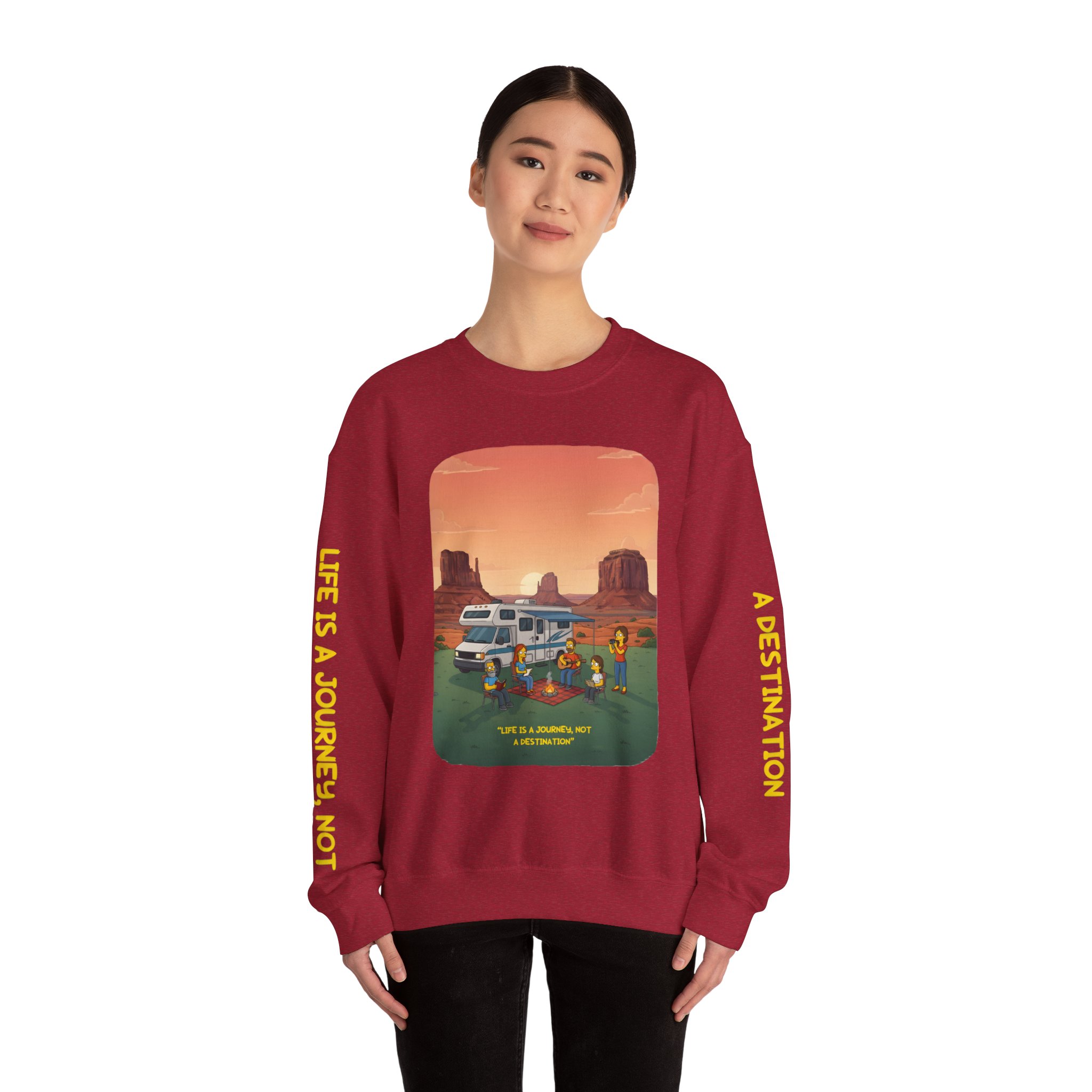 Unisex Heavy Blend™ Crewneck Sweatshirt — "Life Is A Journey-Not A Destination" Design Sitcom-Line