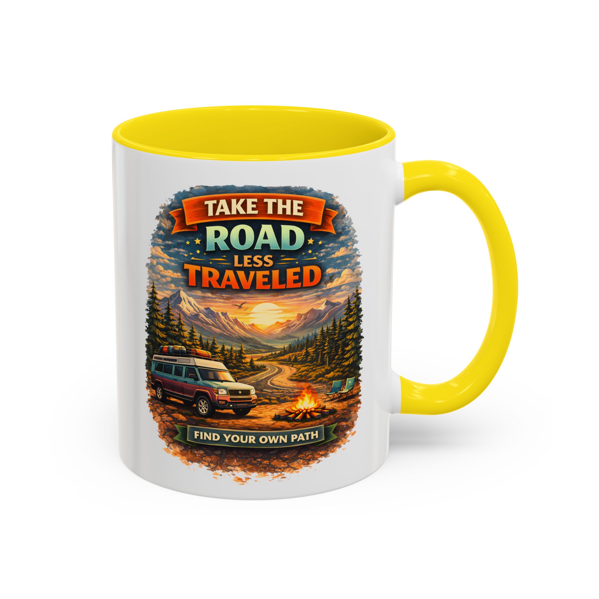 6723377019073392072_2048.jpeg Accent Coffee Mug (11, 15oz) — "Take The Road Less Traveled" Design Scenic-Line