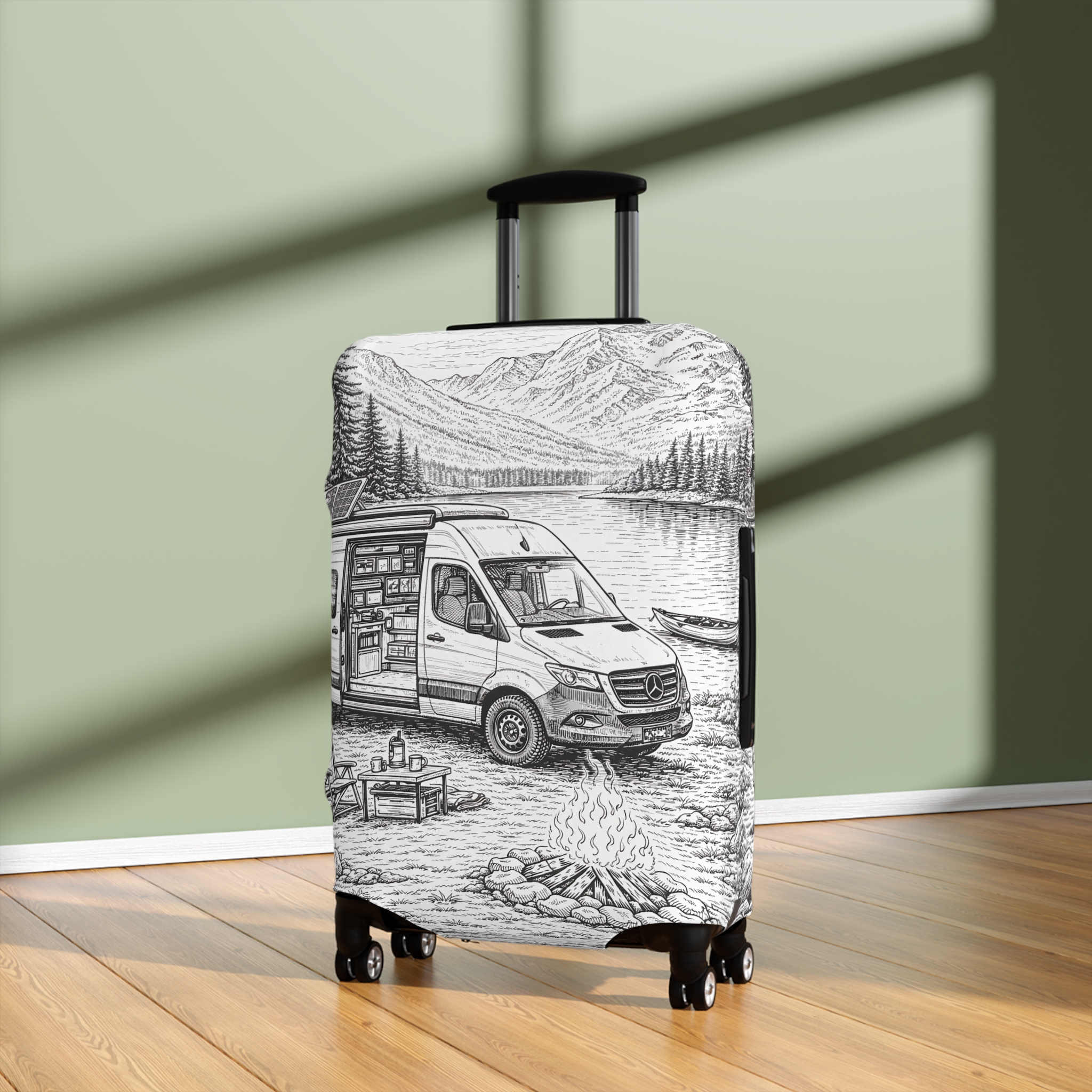 672344738073297377_2048.jpeg Luggage Cover — Adventure Camper Sketch Travel Suitcase