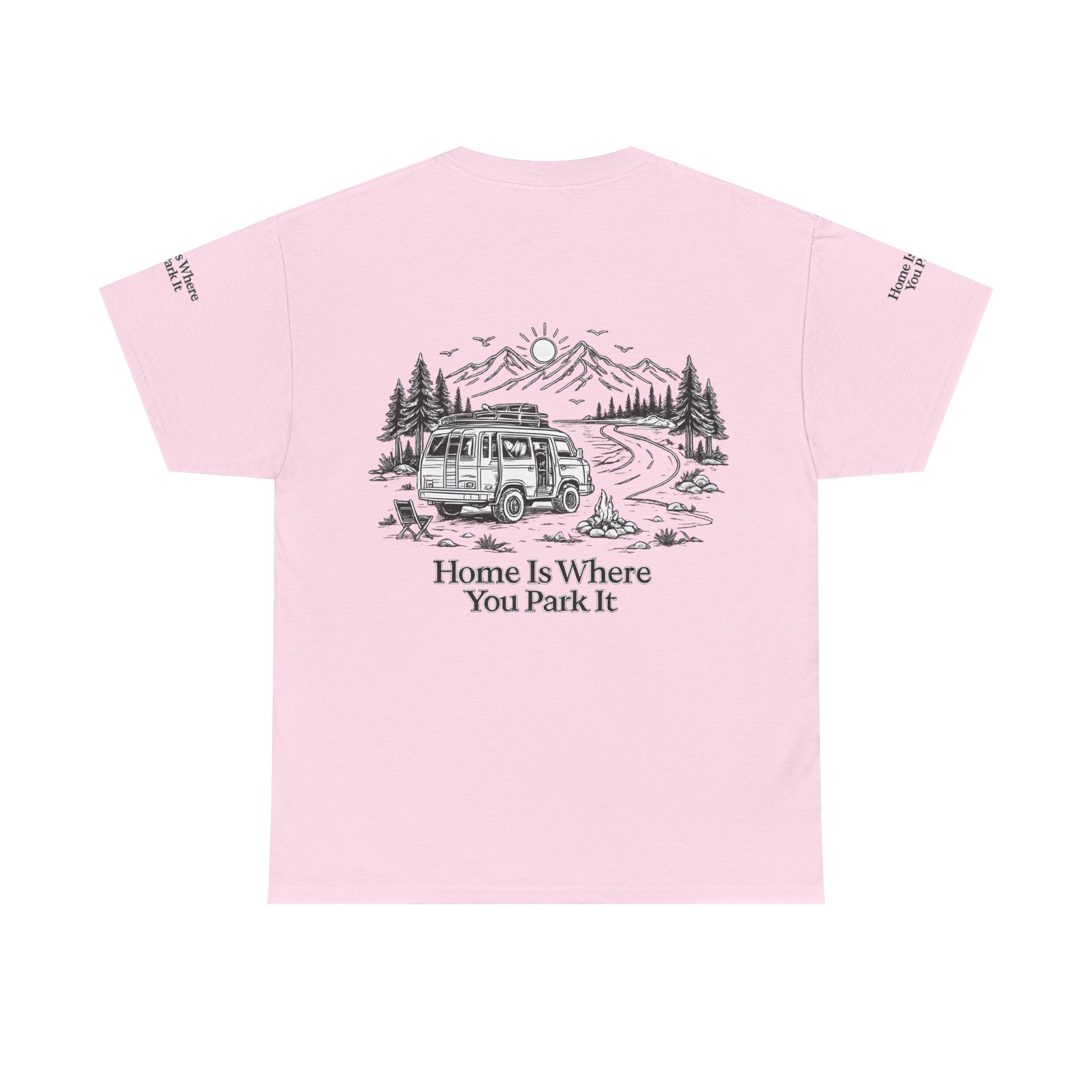 Unisex Heavy Cotton Tee — "Home Is Where You Park It" Design Minimal-Line