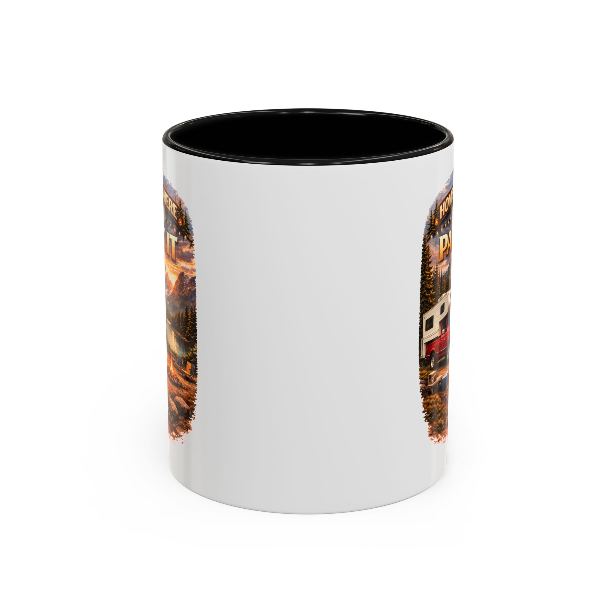 Accent Coffee Mug (11, 15oz) — "Home Is Where You Park It" Design Scenic-Line