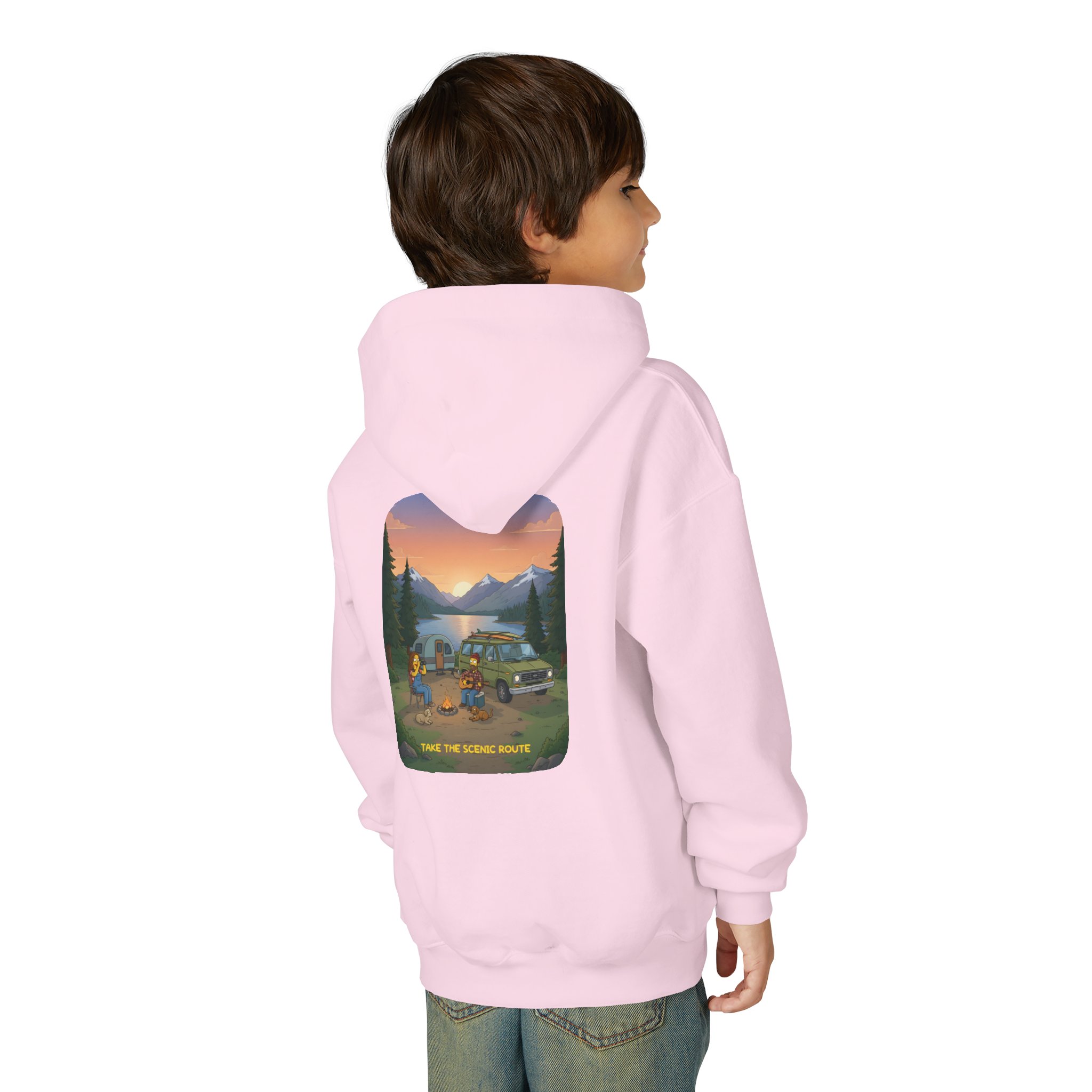 6734787906264606994_2048.jpeg Youth Hoodie(Gildan) – "Take The Scenic Route" (Design Sitcom-Line)