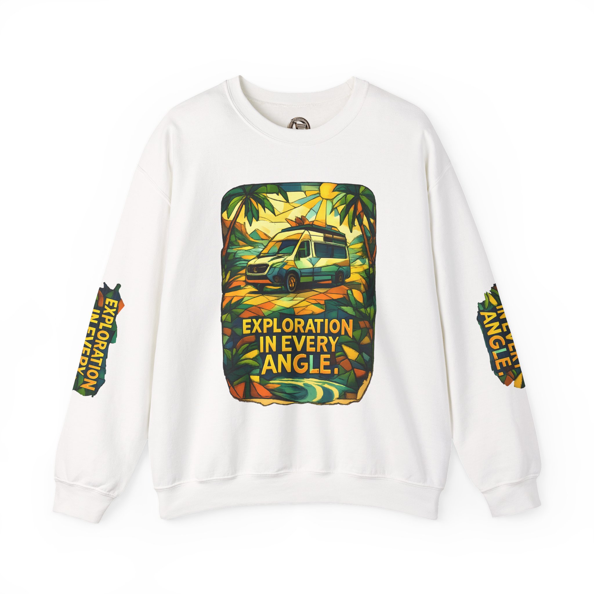 Unisex Heavy Blend™ Crewneck Sweatshirt — "Exploration In Every Angle" Design Cubic-Line