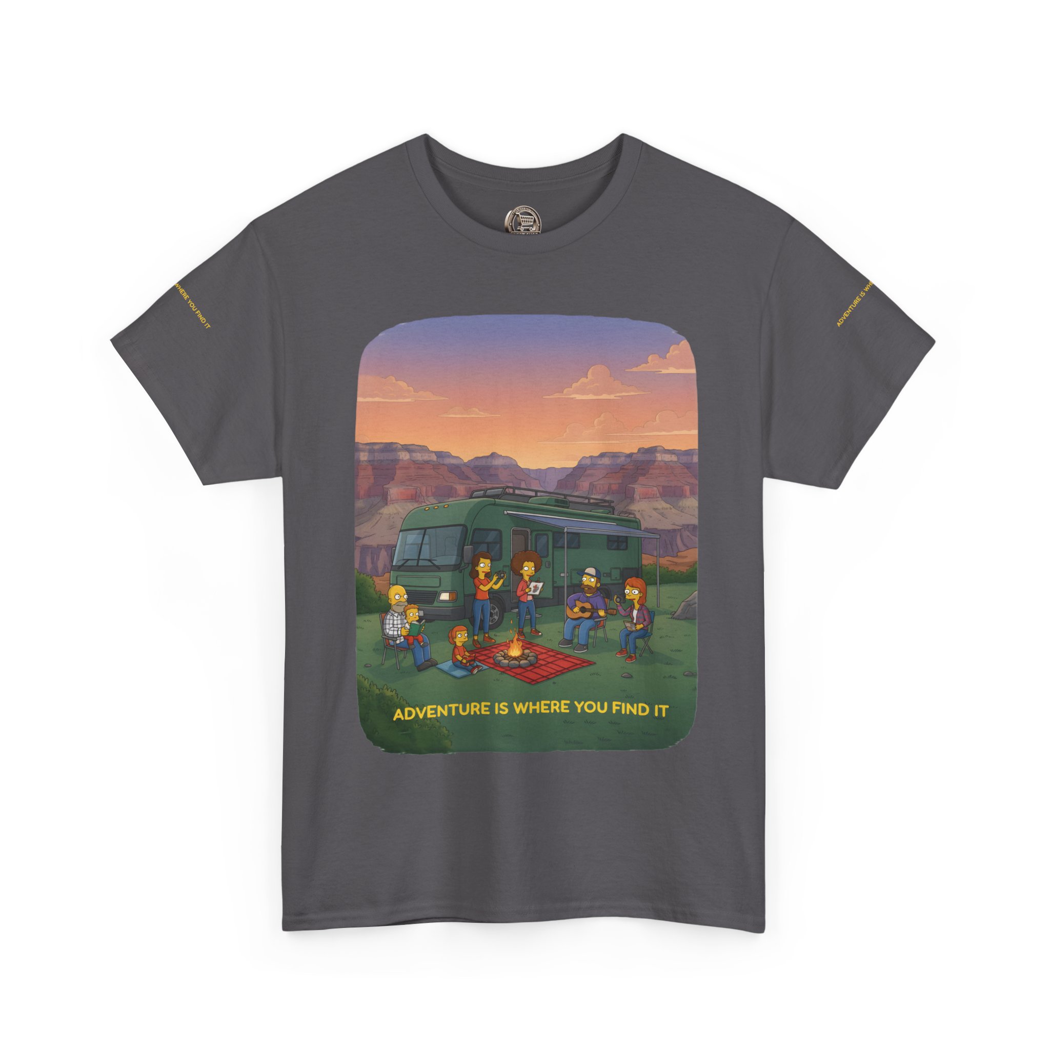 Unisex Heavy Cotton Tee — "Adventure Is Where You Find It" Design Sitcom-Line