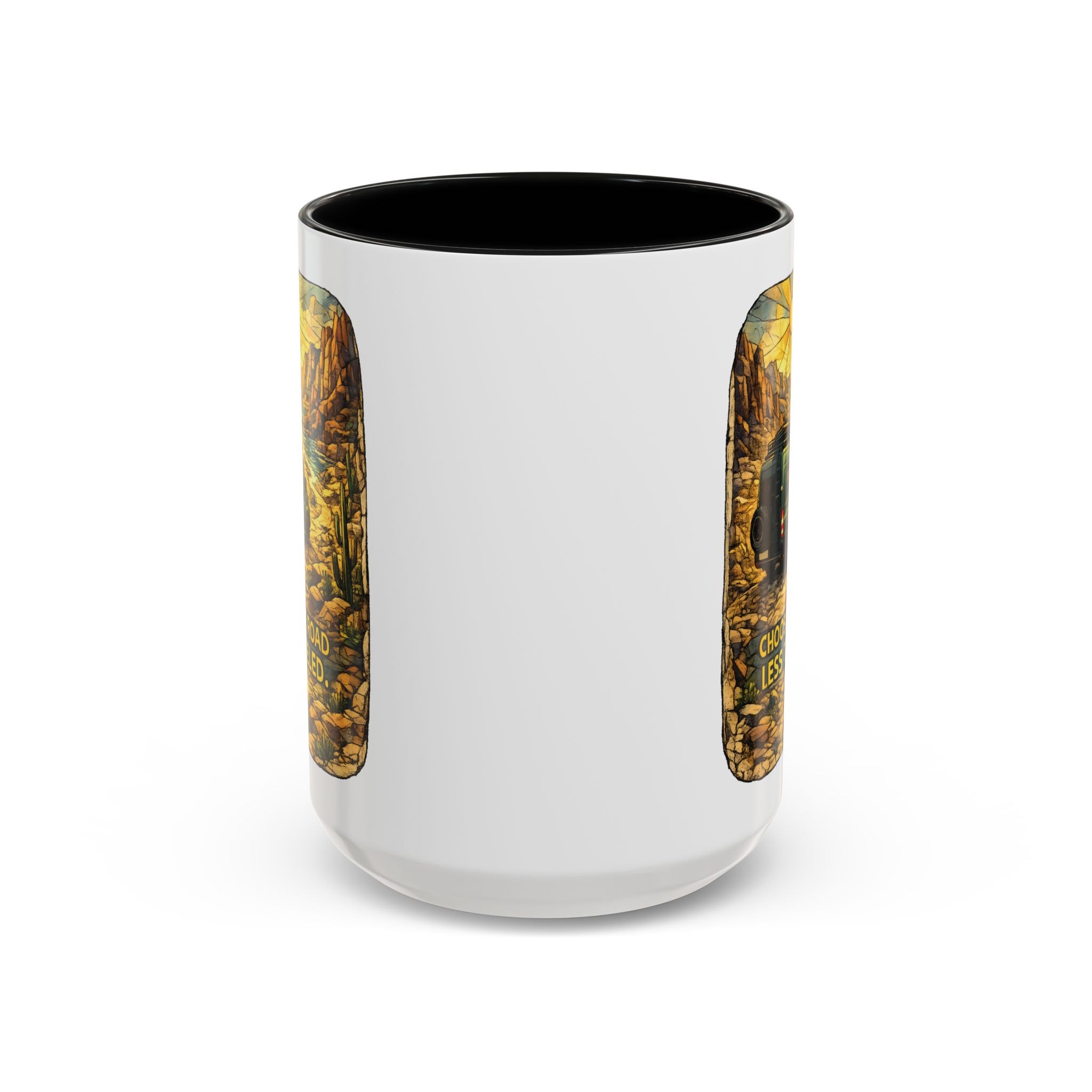 Accent Coffee Mug (11, 15oz) — "Choose The Road Less Traveled" Design Cubic-Line