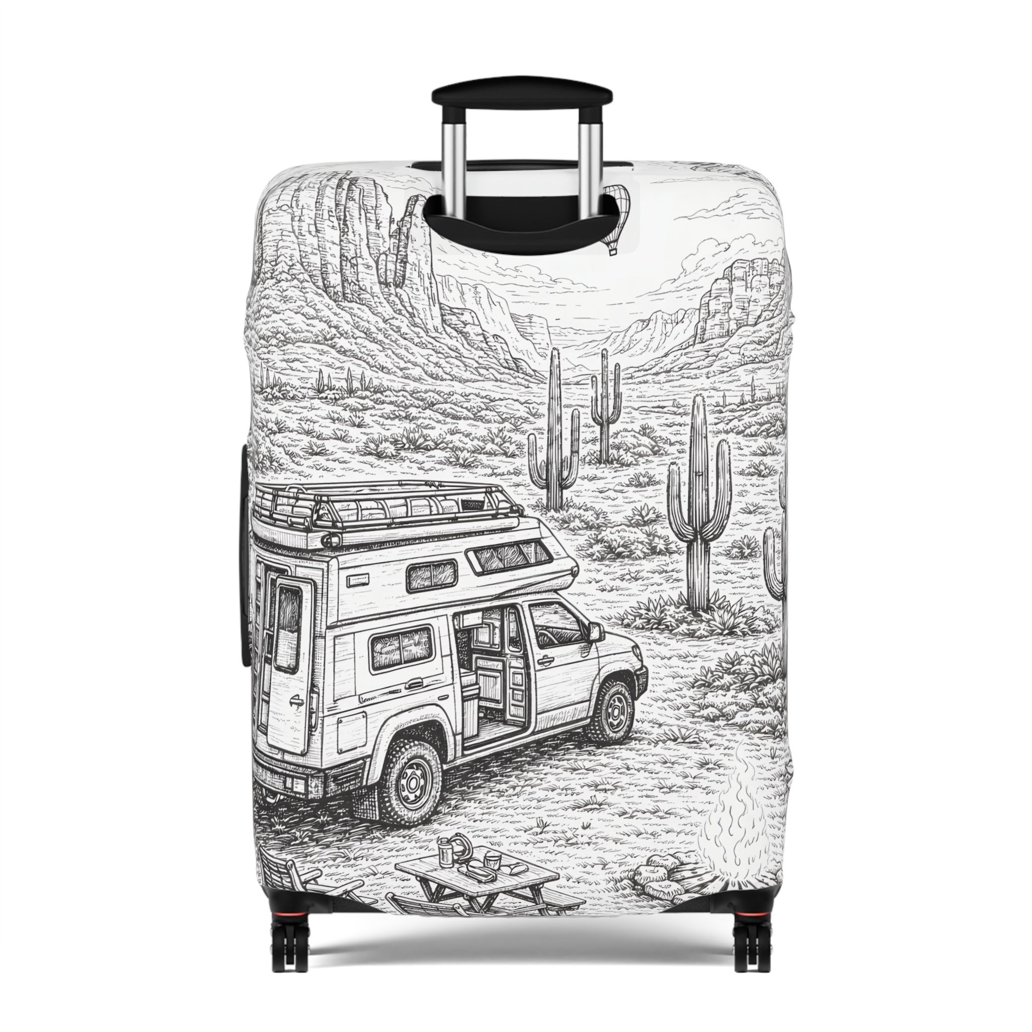 Luggage Cover — Adventure Camper Sketch Travel Suitcase